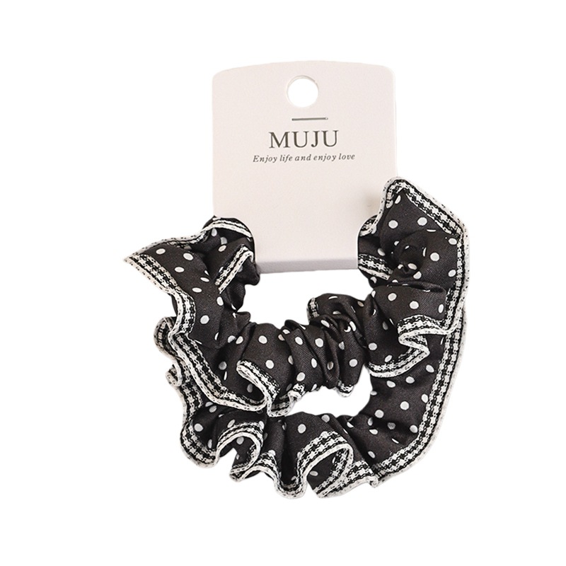Two sets of milk apricot-colored lace hair bands, a French retro hair tie that doesn't hold up, are versatile hair accessories for students Item Picture