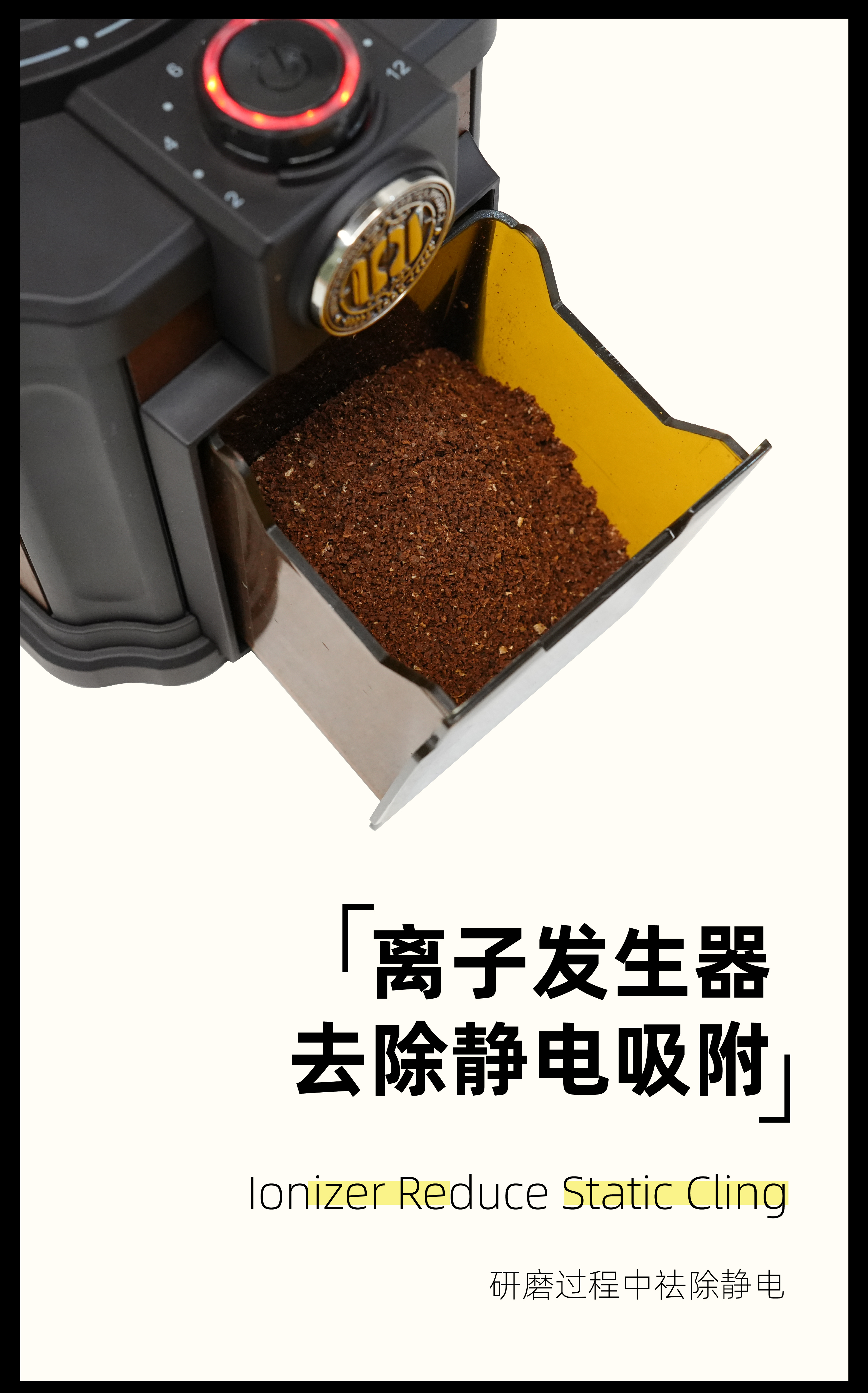 WINGKWONG温况咖啡研磨机小型磨豆机家用电动可视不锈钢磨粉详情5