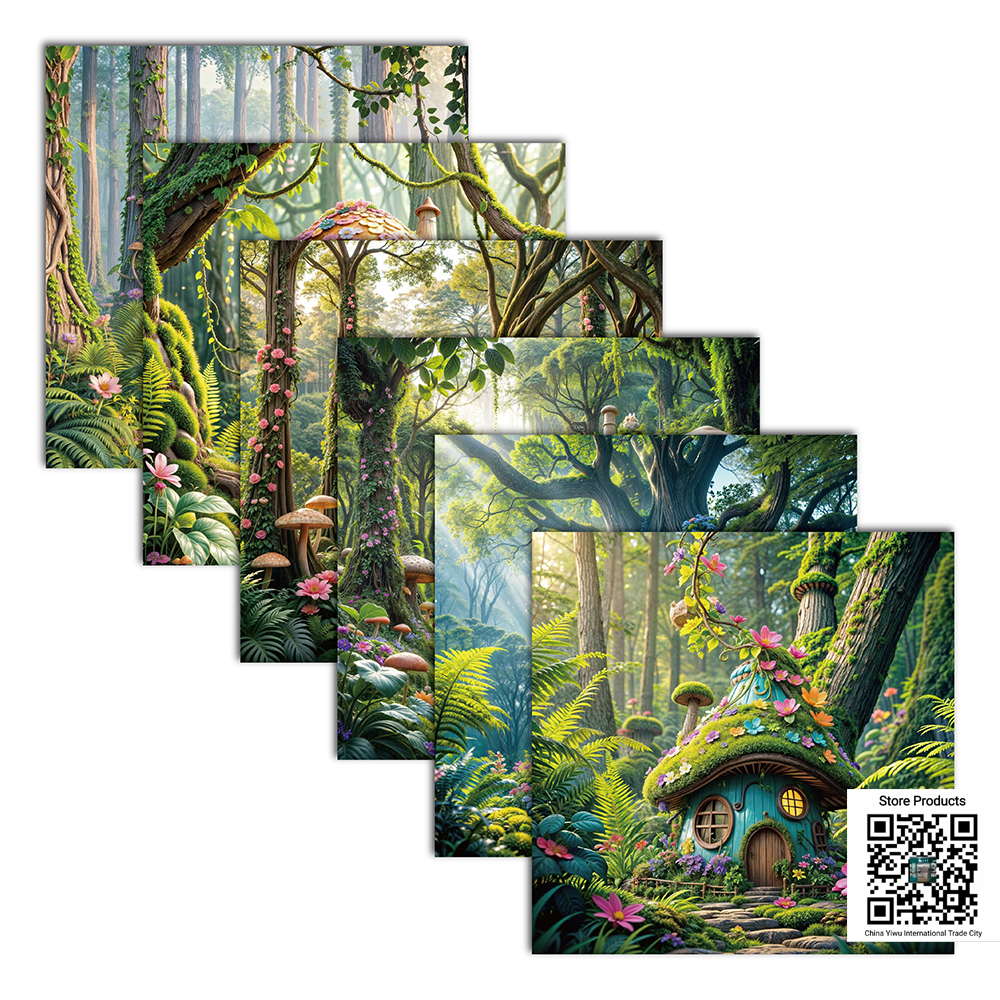 DIY handmade scrapbook/journal/card/log material 8-inch Enchanted Mushroom House Fairy Tale Scrapbook Paper Pack for Journaling, Card Making & DIY Crafts ⟪ mushroom house ⟫ AC250306-08 Specification drawing