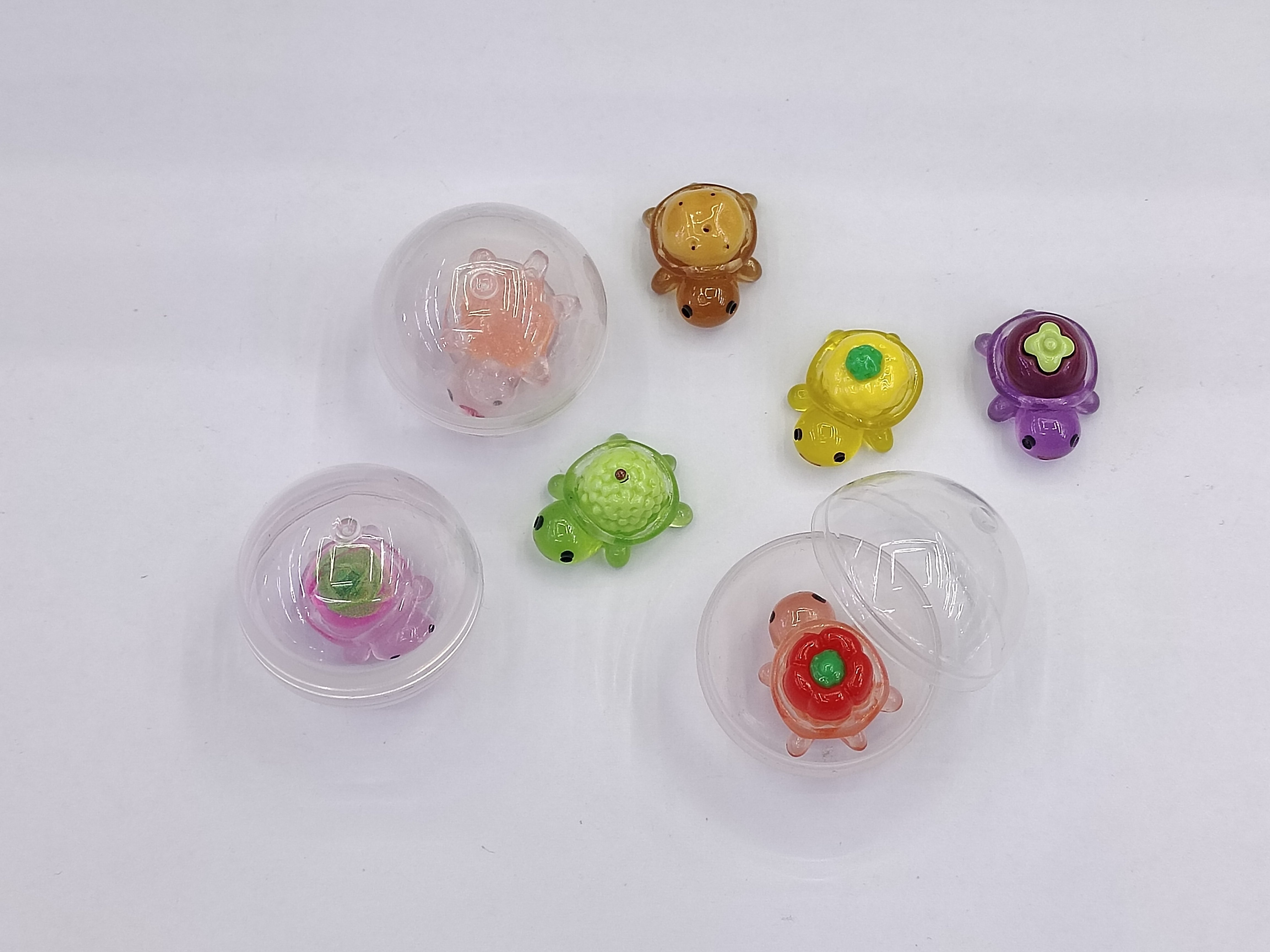 32mm蛋壳+玩具2.5cm迷你立体花小乌龟系列食玩树脂diy饰品配件扭