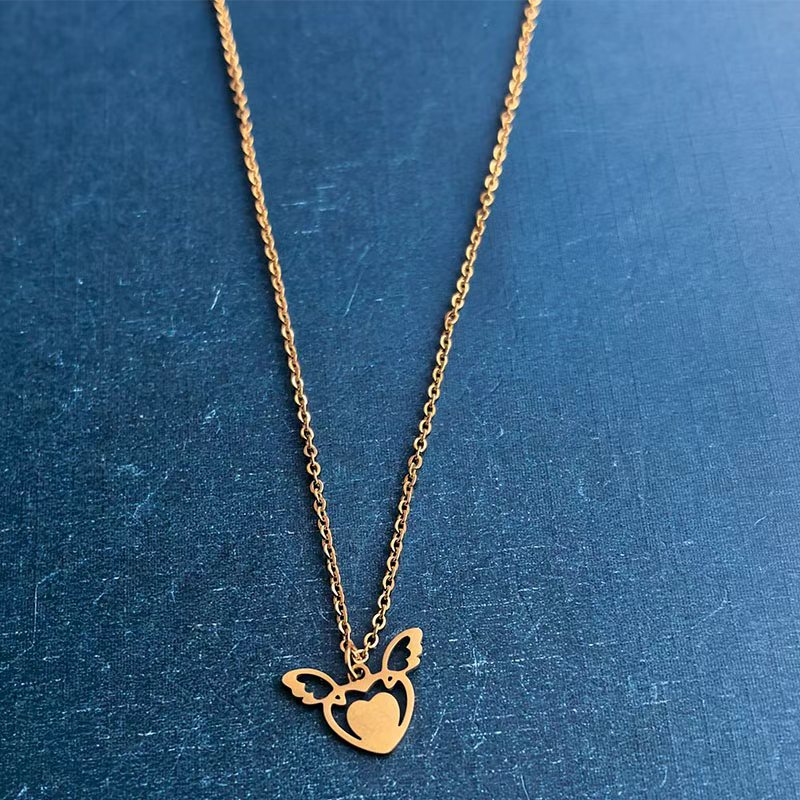 Cross-border foreign trade Love Wings Angel Wings Titanium Steel Stainless Steel Bracelet Pendant Necklace DIY jewelry accessories Trend detail image 6