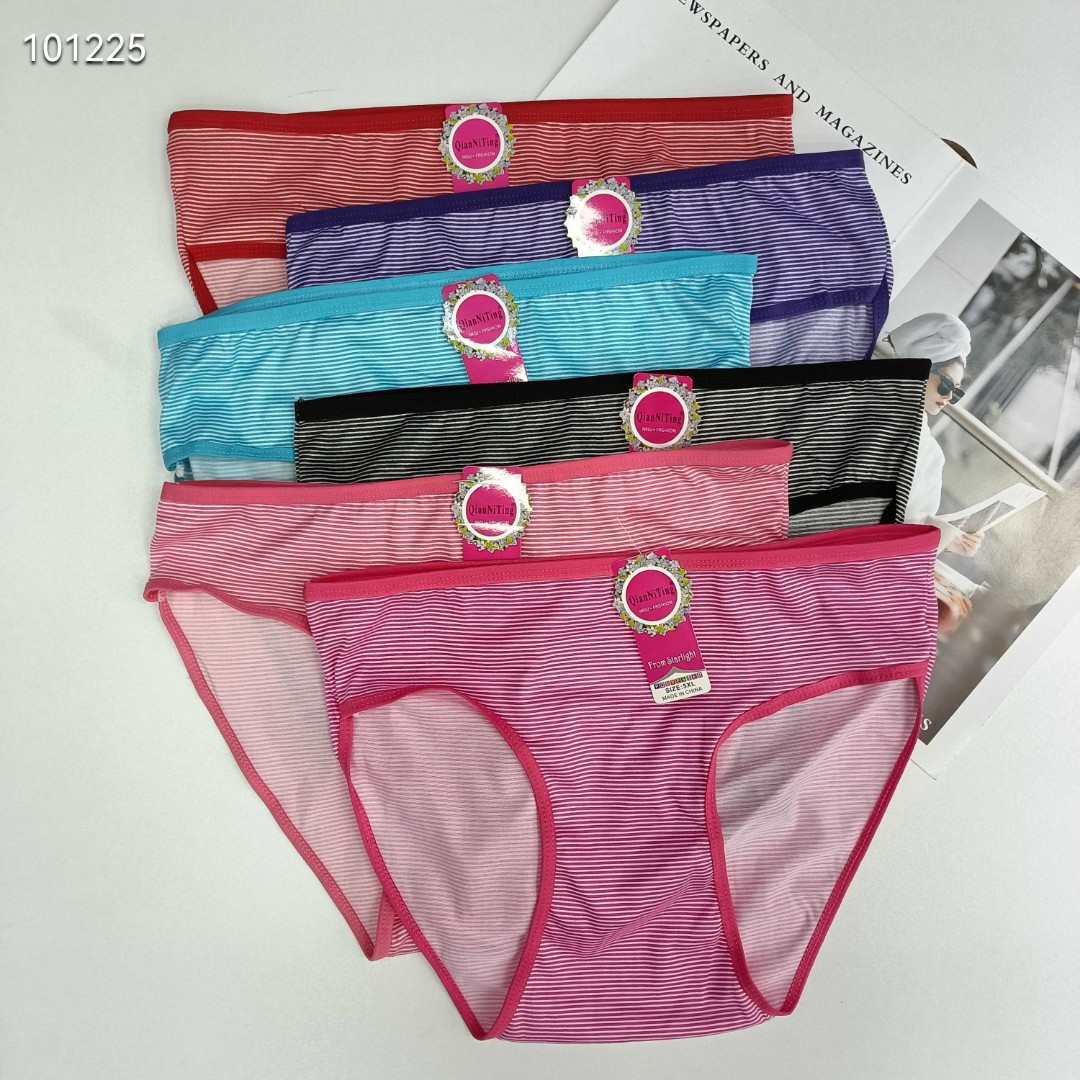DD-747#4XL underwear, women's underwear, milk silk print women's underwear, oversized underwear, fine stripes women's briefs, underwear, underwear are selling well in Africa, South America, QNI details Picture