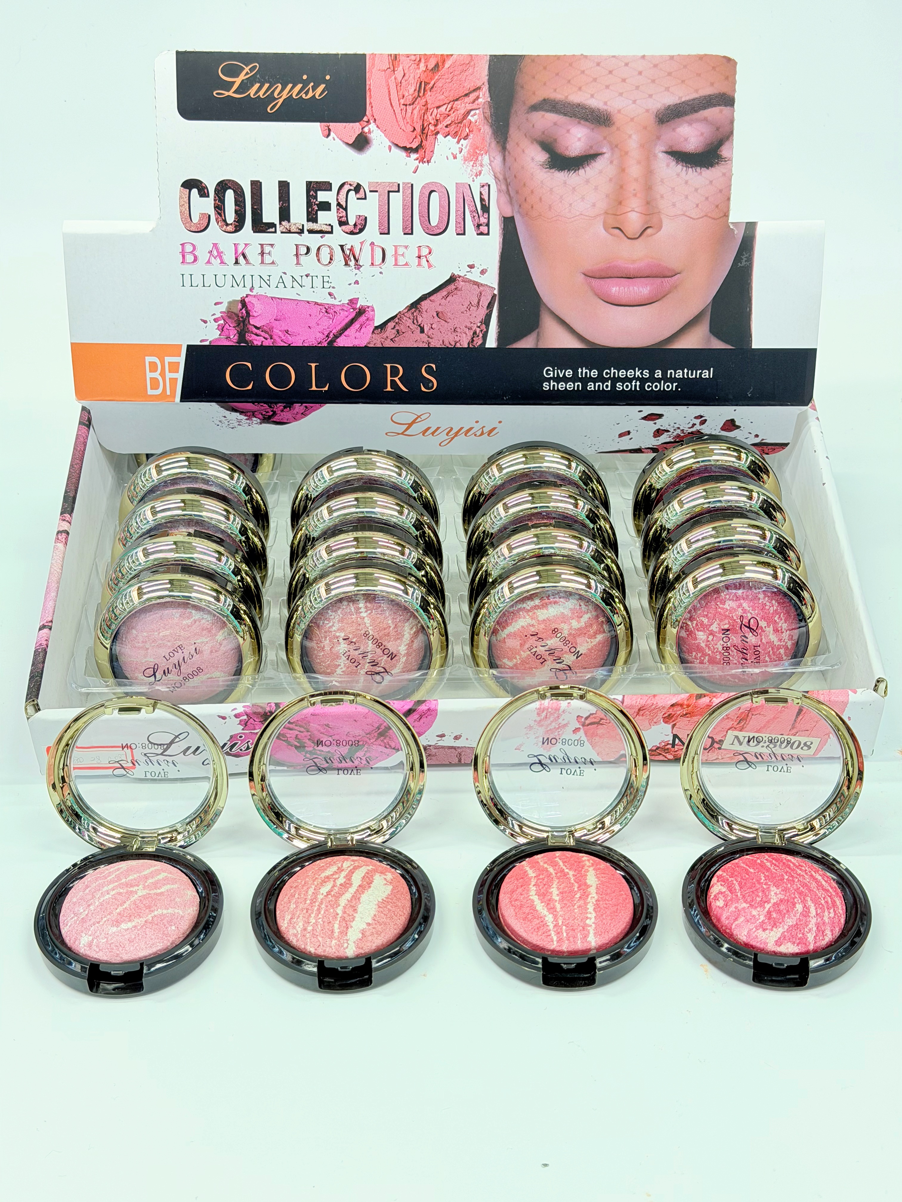Cross-border eyeshadow LUYISI round pattern baked powder blush, fine powder texture, professional makeup export details Picture
