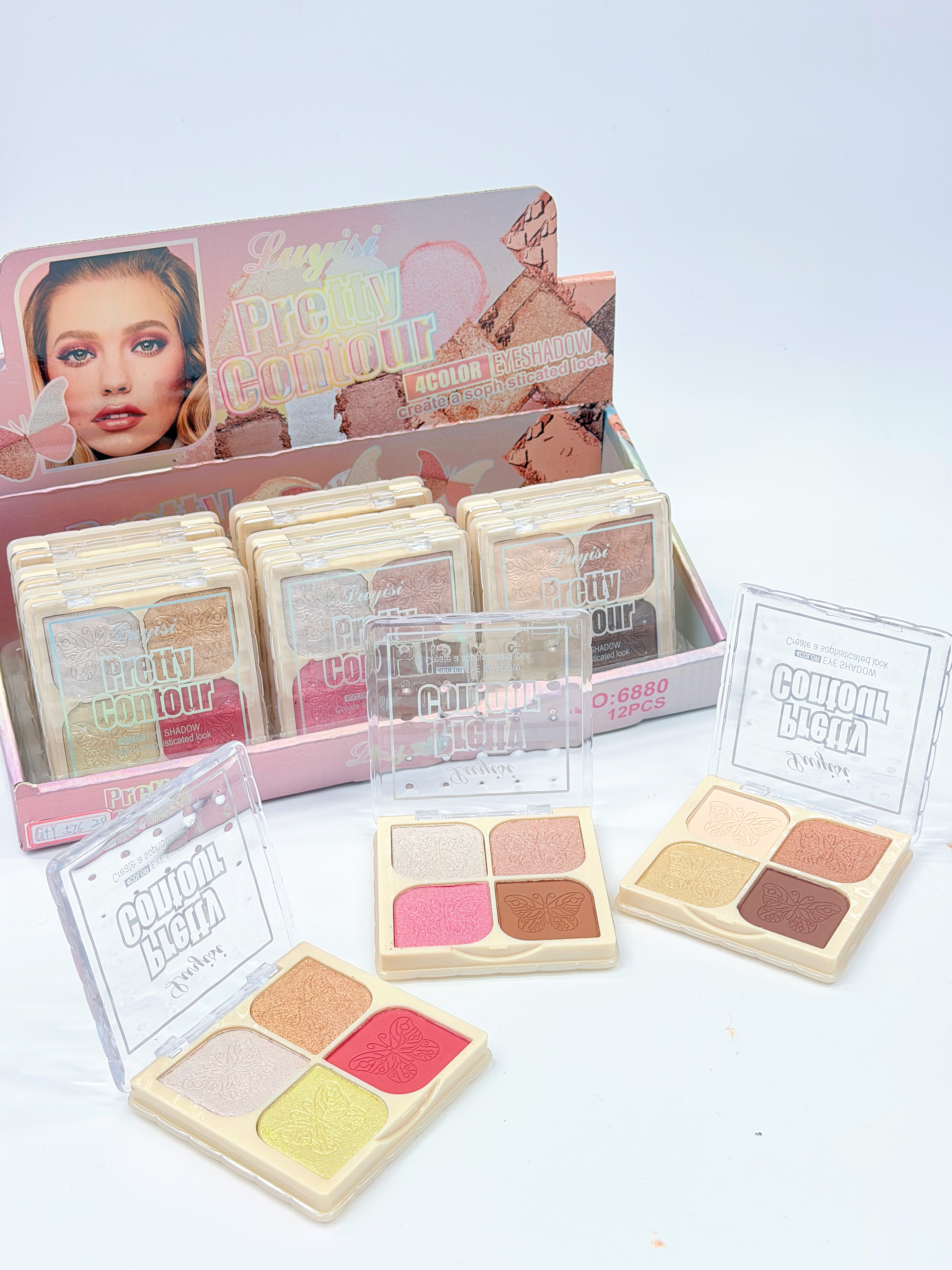 Cross-border four-color butterfly sparkling high-gloss powder fine professional makeup export Specification drawing