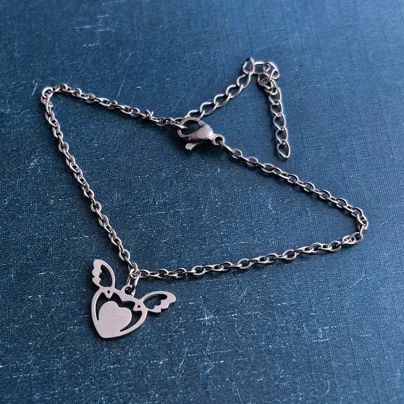 Cross-border foreign trade Love Wings Angel Wings Titanium Steel Stainless Steel Bracelet Pendant Necklace DIY jewelry accessories Trend detail image 4