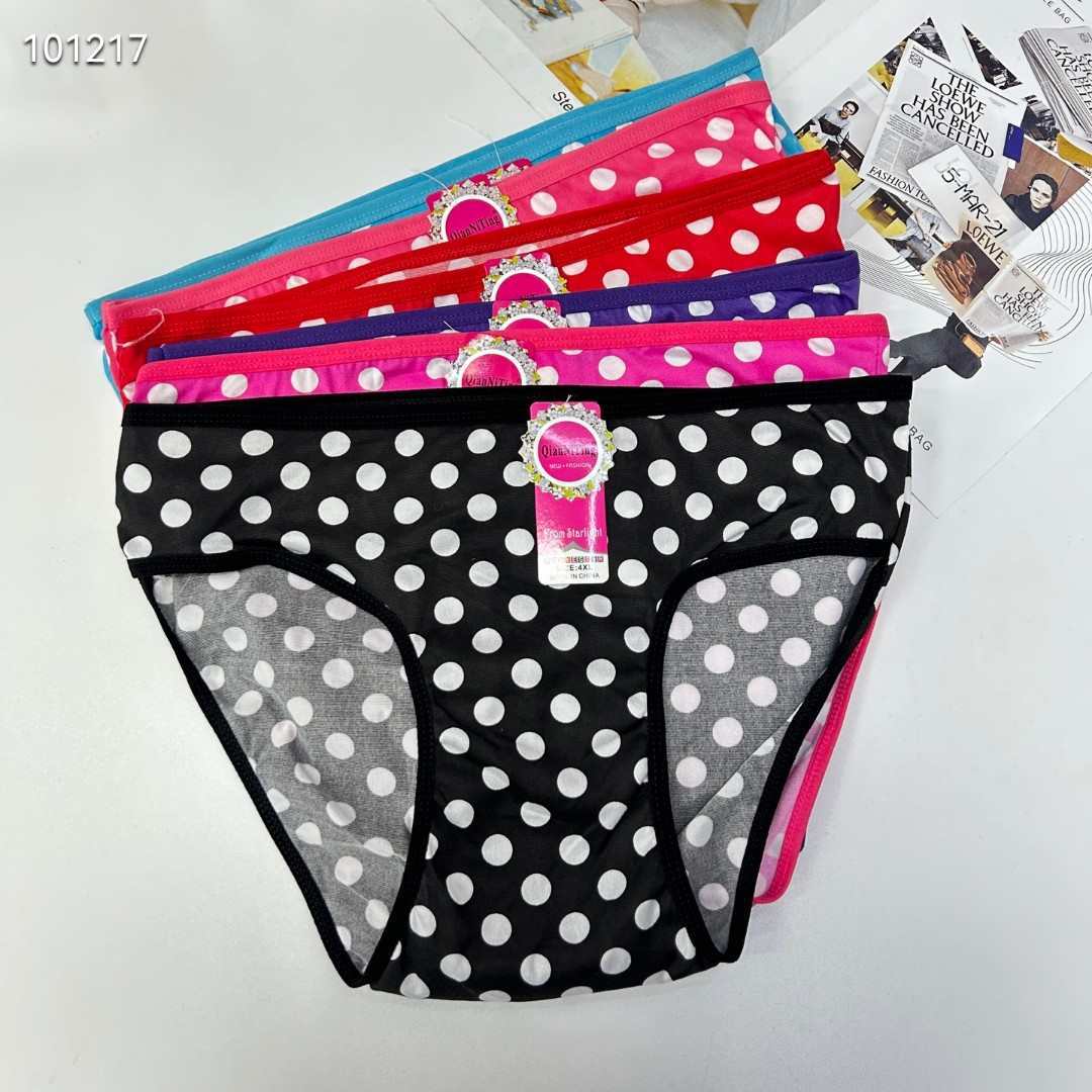 DD-6004#4XL underwear, women's underwear, milk silk polka dot printed women's underwear, large-sized underwear, women's briefs, underwear, underwear are selling well in Africa, South America, QNI Item Picture
