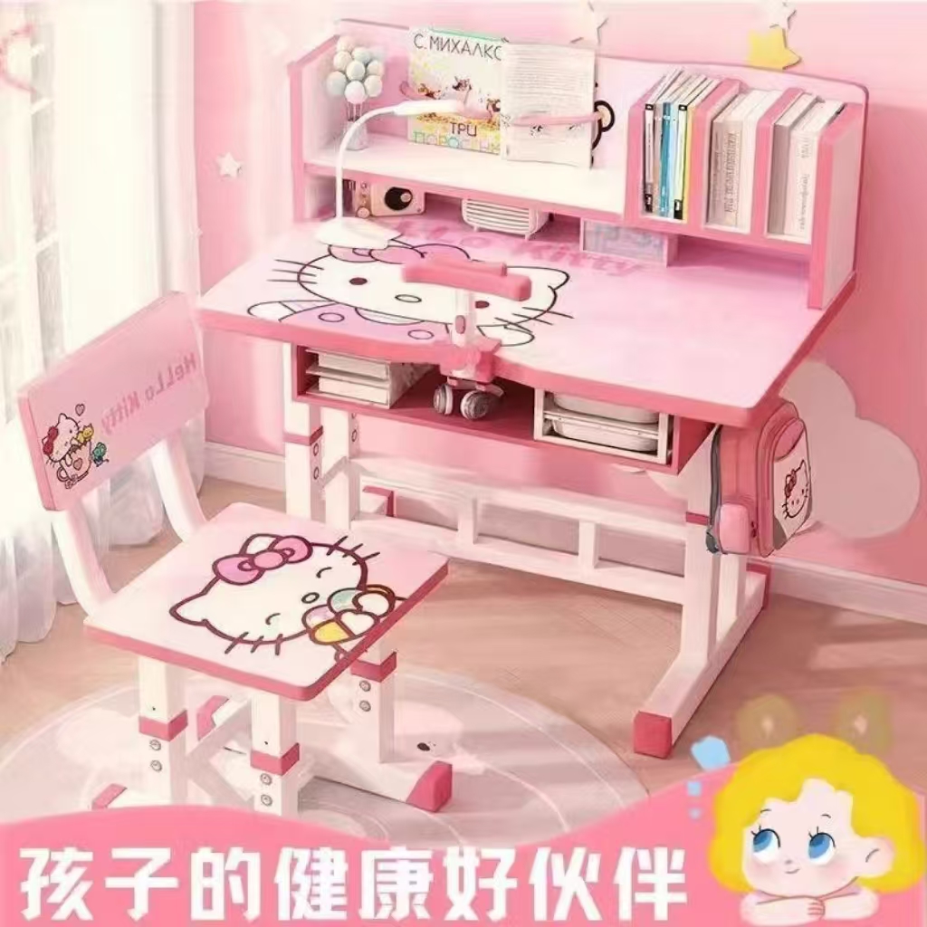 儿童卡通书桌家用幼儿园小学男生女生写字桌椅套装可折叠软包椅子详情1