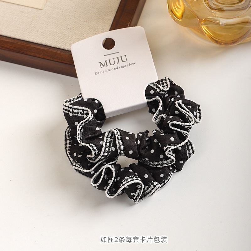 Two sets of milk apricot-colored lace hair bands, a French retro hair tie that doesn't hold up, are versatile hair accessories for students details Picture
