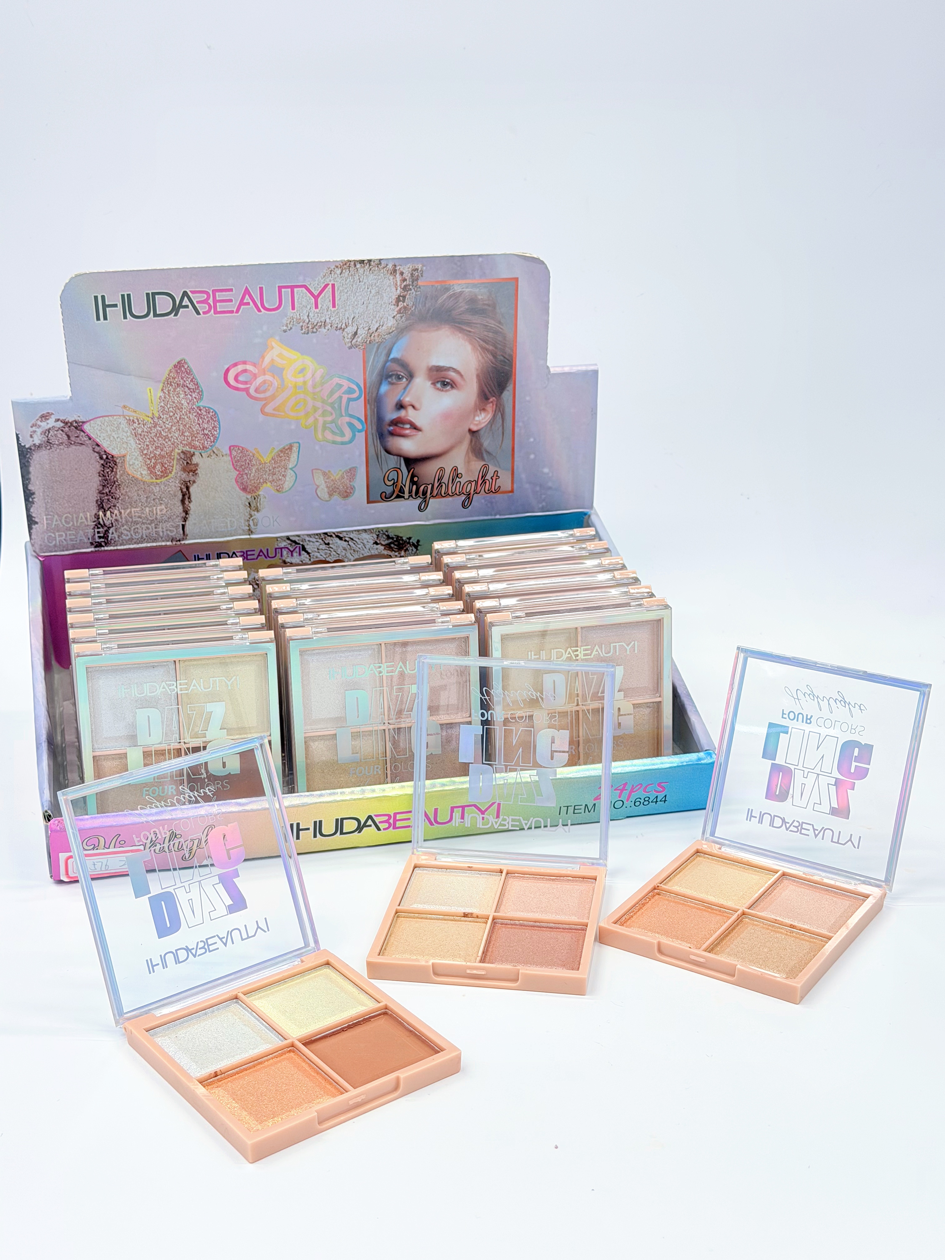 Cross-border IHUDABEAUTYI four-color sparkling high-gloss powder fine professional makeup export Specification drawing