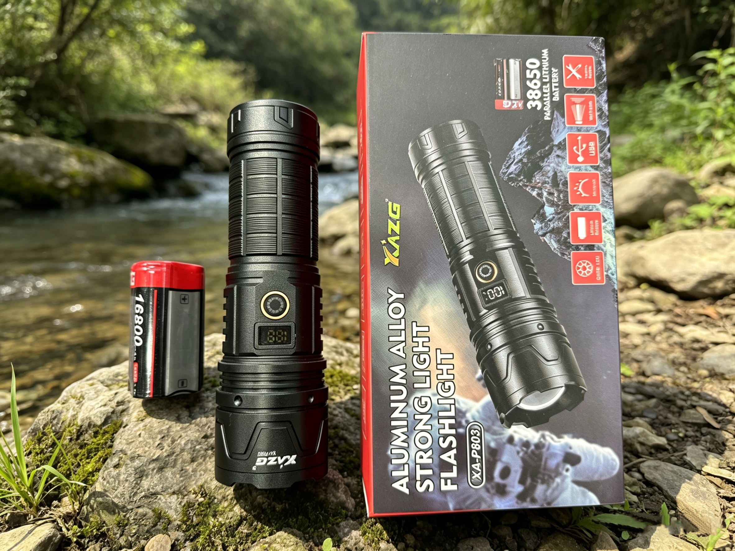 Xingao Light High-intensity Tactical Flashlight, outdoor waterproof, long-lasting battery with digital display Model XA-B308 Specification image