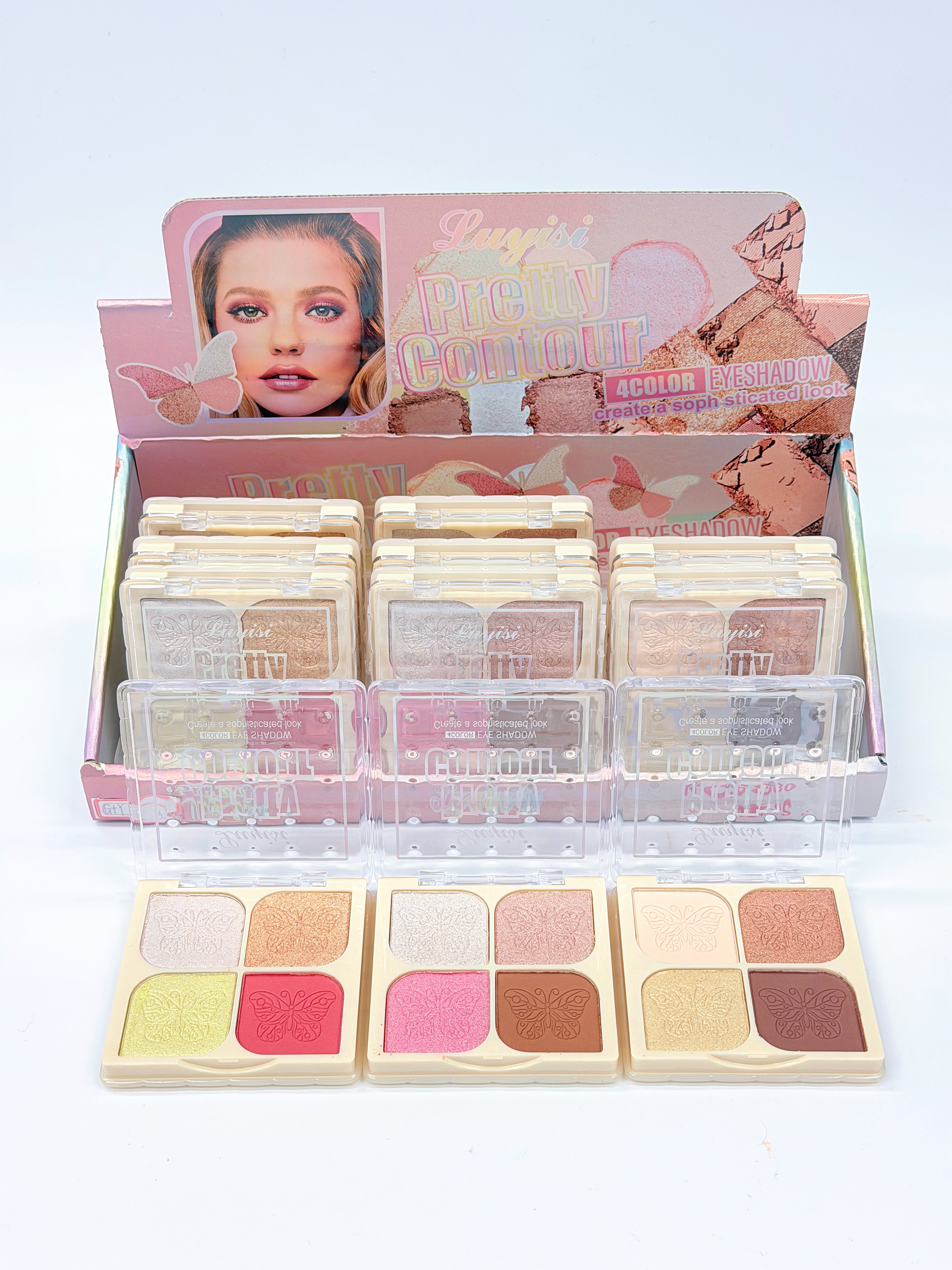 Cross-border four-color butterfly sparkling high-gloss powder fine professional makeup export details Picture