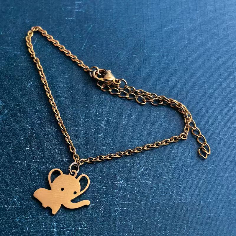 Cross-border foreign trade mini cute little elephant titanium steel stainless steel bracelet pendant, handcrafted DIY jewelry accessory hanging piece trend Item Picture