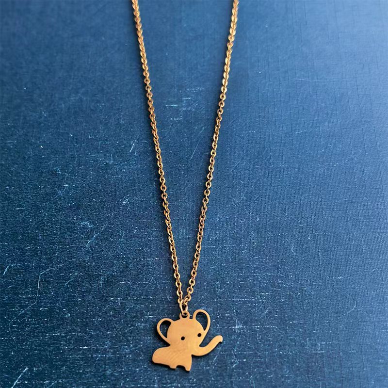 Cross-border foreign trade mini cute little elephant titanium steel stainless steel bracelet pendant, handcrafted DIY jewelry accessory hanging piece trend detail image 6