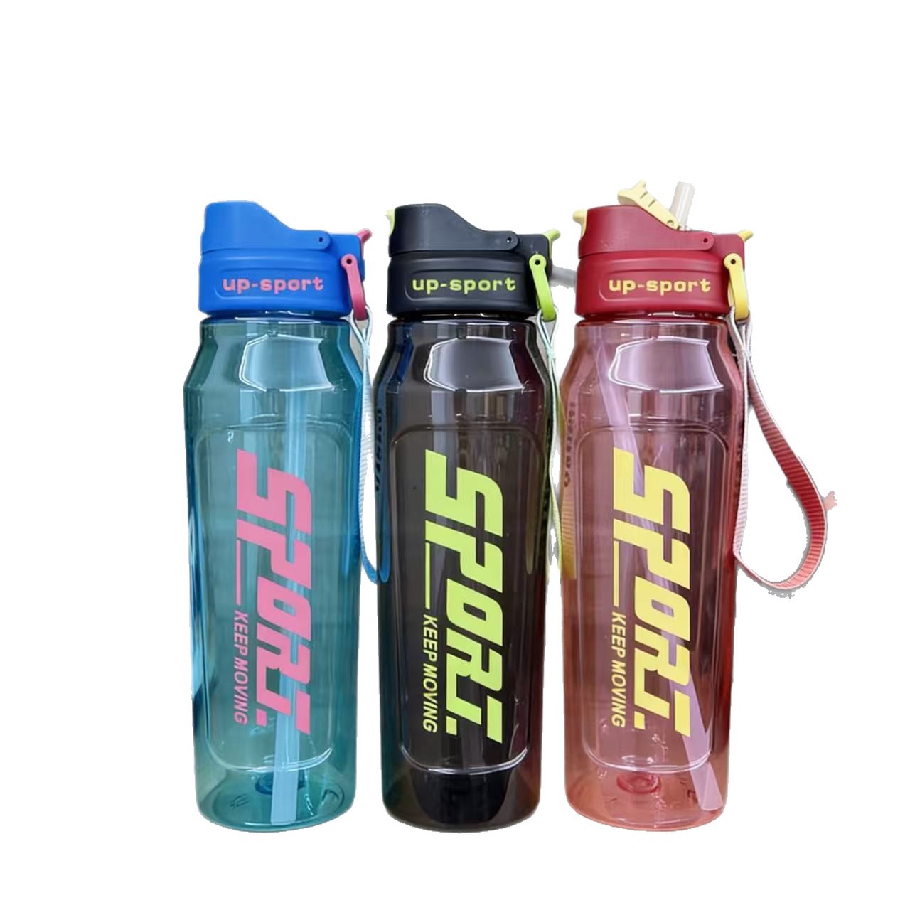H164-HY-055 Summer sports water cup, Double Lid, Adult Fitness cup, Fitness strap, Straw cup Item Picture