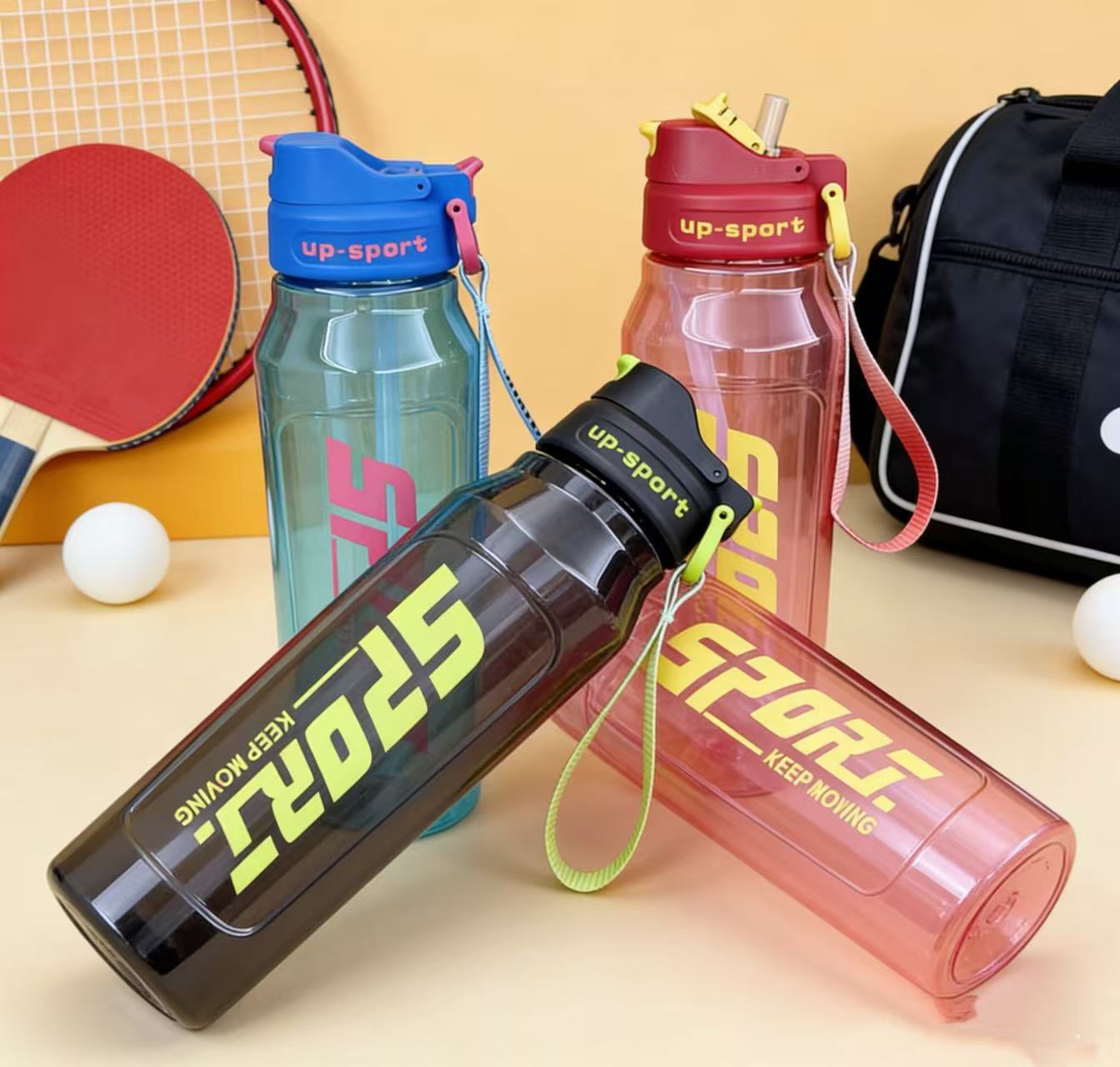 H164-HY-055 Summer sports water cup, Double Lid, Adult Fitness cup, Fitness strap, Straw cup detail image 9