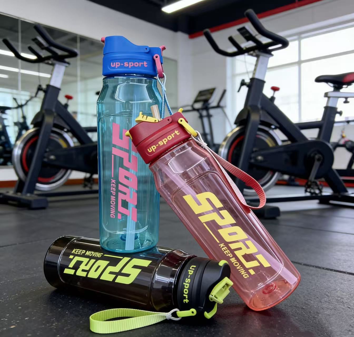 H164-HY-055 Summer sports water cup, Double Lid, Adult Fitness cup, Fitness strap, Straw cup detail image 6