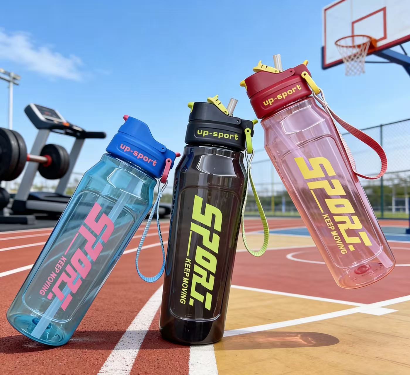 H164-HY-055 Summer sports water cup, Double Lid, Adult Fitness cup, Fitness strap, Straw cup detail image 3