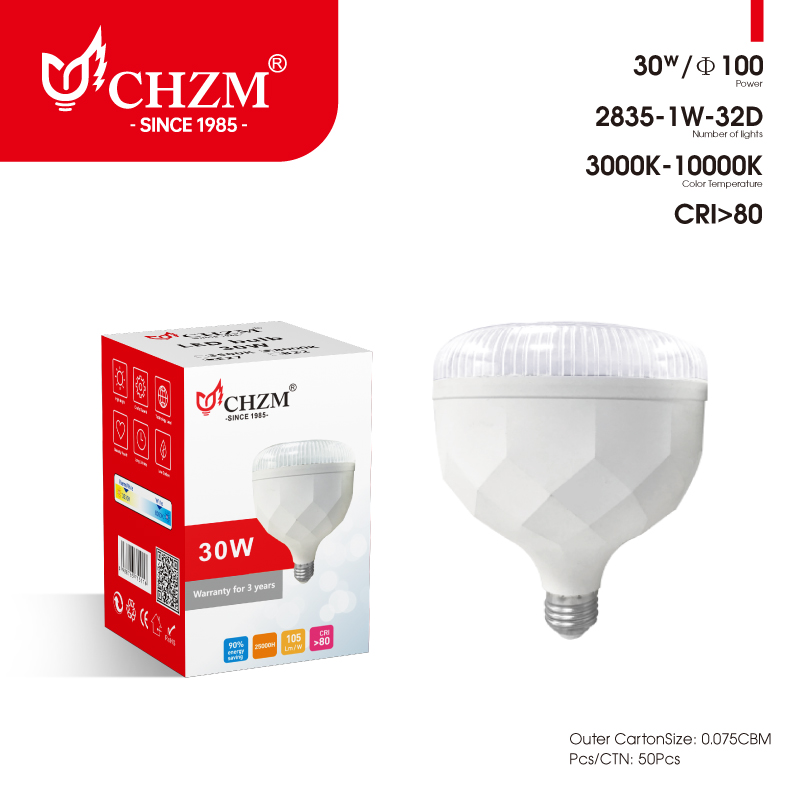 CHZM品牌 LED 球泡灯 E27螺口节能省电护眼灯泡 客厅卧室工厂仓库商用照明光源LED灯泡详情6