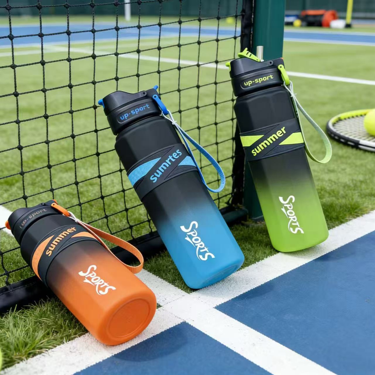 H164-HY-053B Summer Fitness sports water cup, spray-painted double-drinking gradient cup, portable and durable for outdoor fitness students Application Scenario