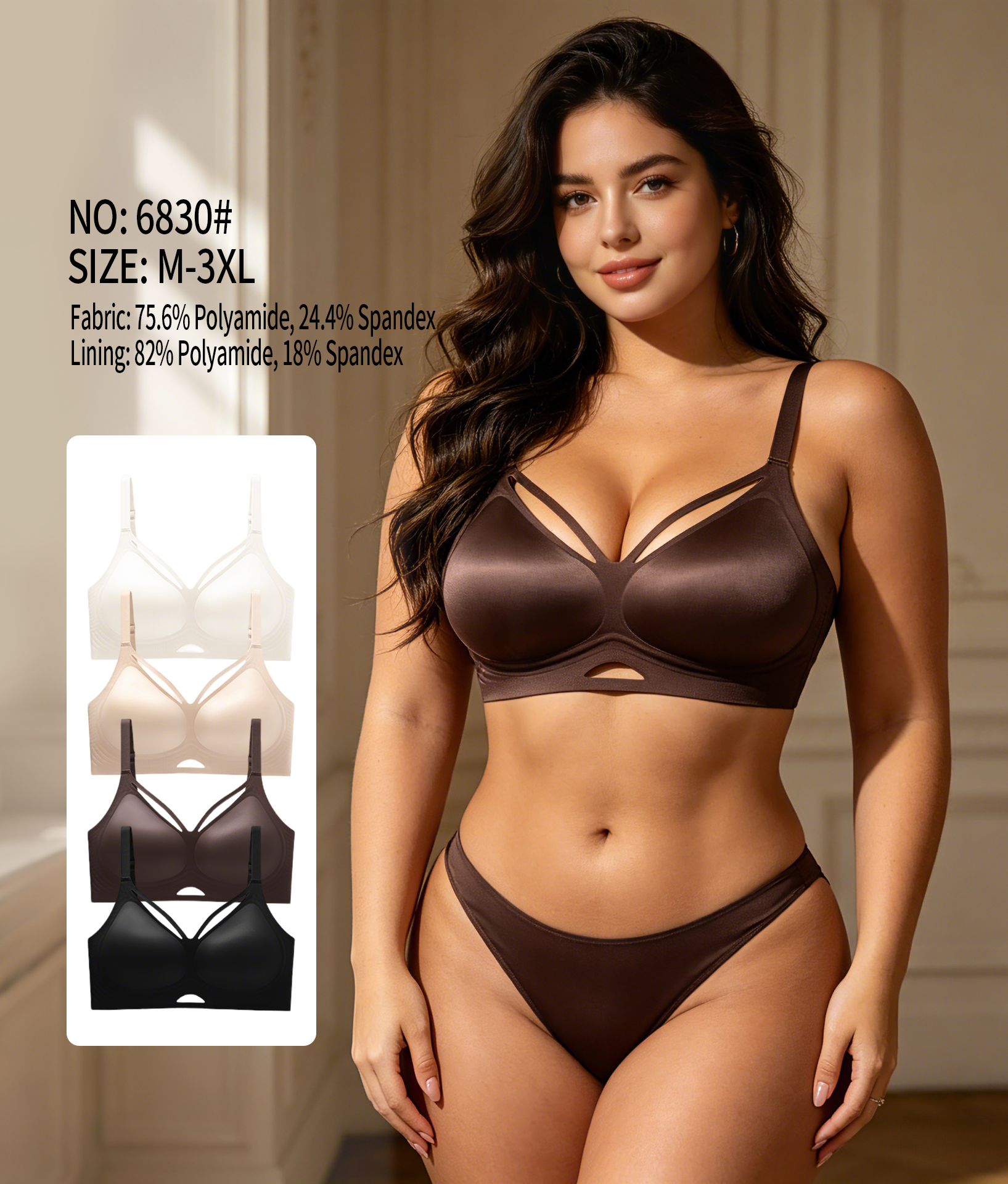Luxurious gilded satin seamless lifting Bra