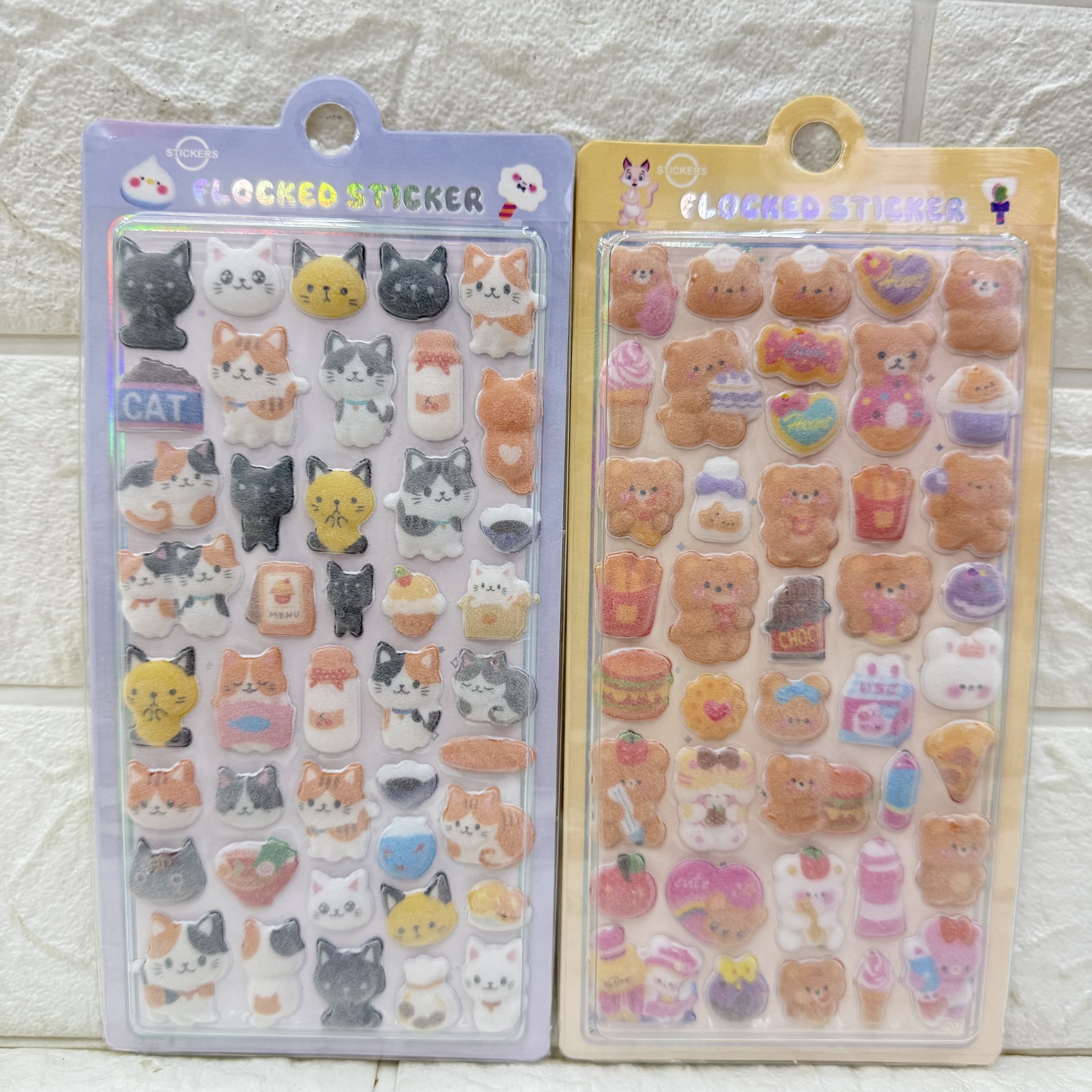 Cartoon flocked 3D embossed stickers, cute diy mobile phone decorative stickers, soft and adorable three-dimensional decorative stickers details Picture