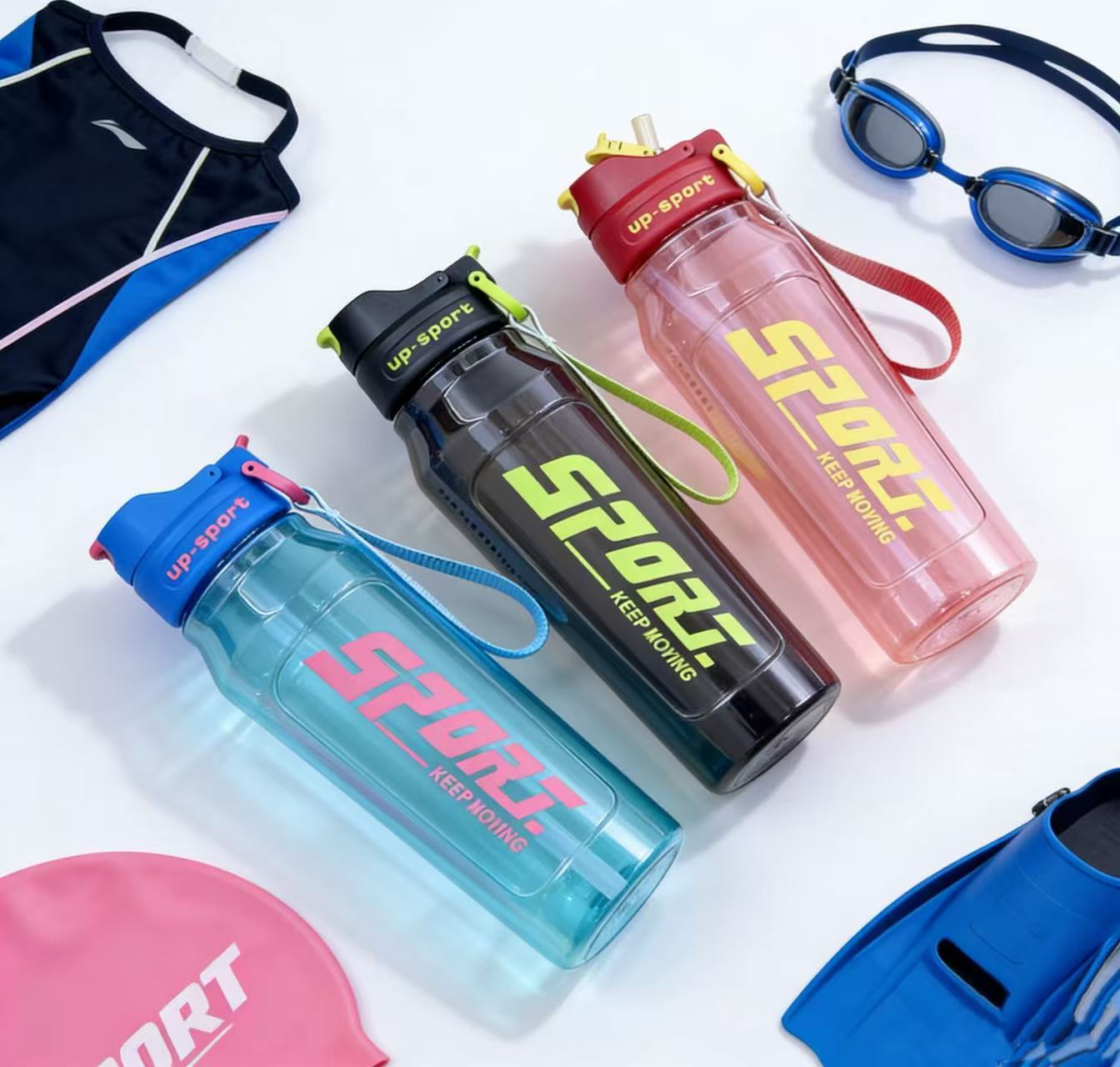 H164-HY-055 Summer sports water cup, Double Lid, Adult Fitness cup, Fitness strap, Straw cup detail image 7