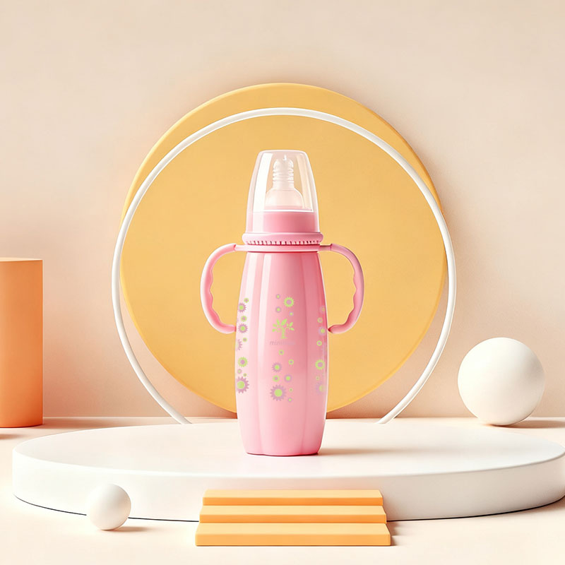 270ml PP standard-mouthed large pumpkin baby bottle with solid color (solid color) Item Picture