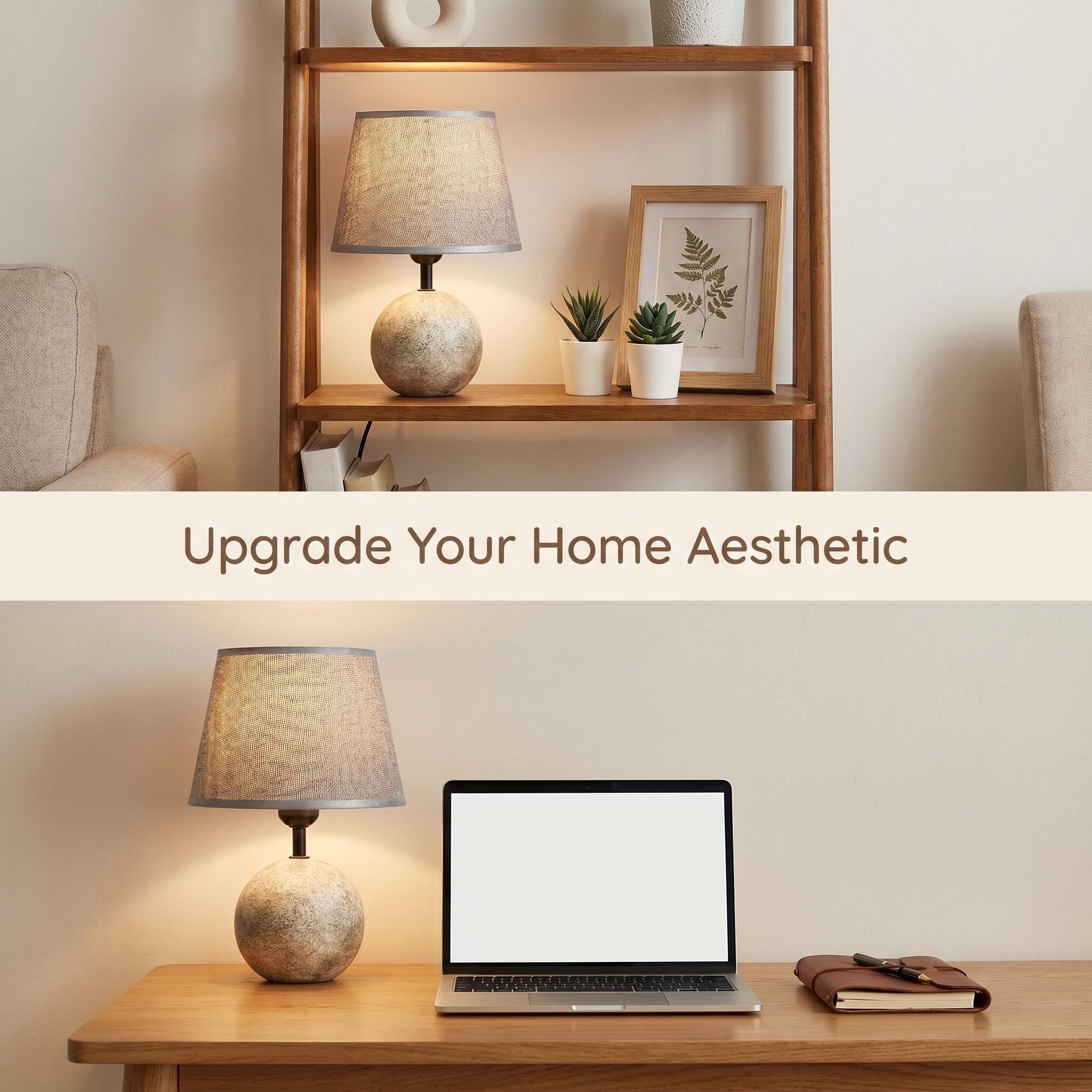 2026 Jilian's new stone-patterned ceramic night and sunset lights with textured lampshades and decorative table lamps details Picture