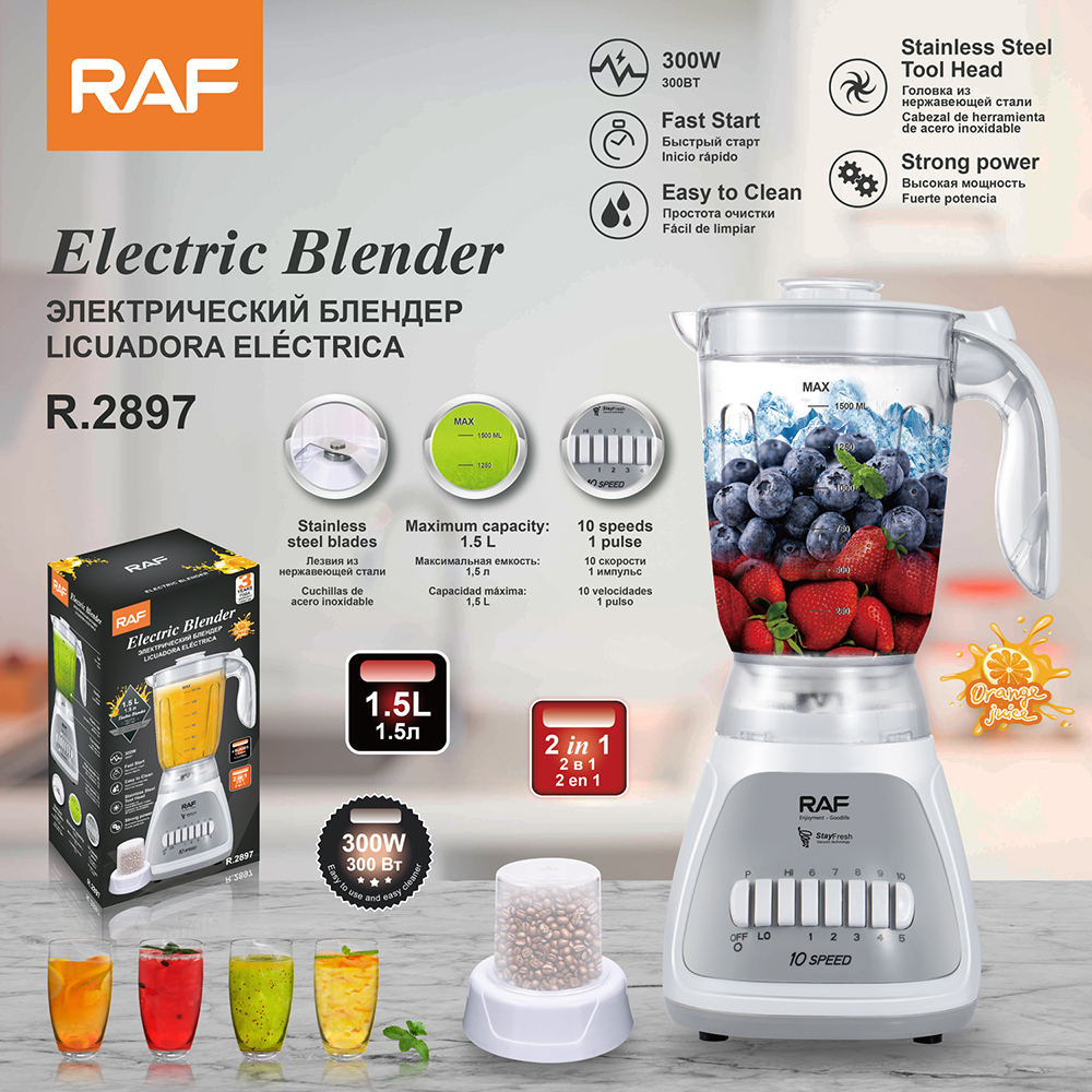 RAF Cross-border multi-functional food processor, household two-in-one blender, grinder, juicer, juice maker and blender pic 3