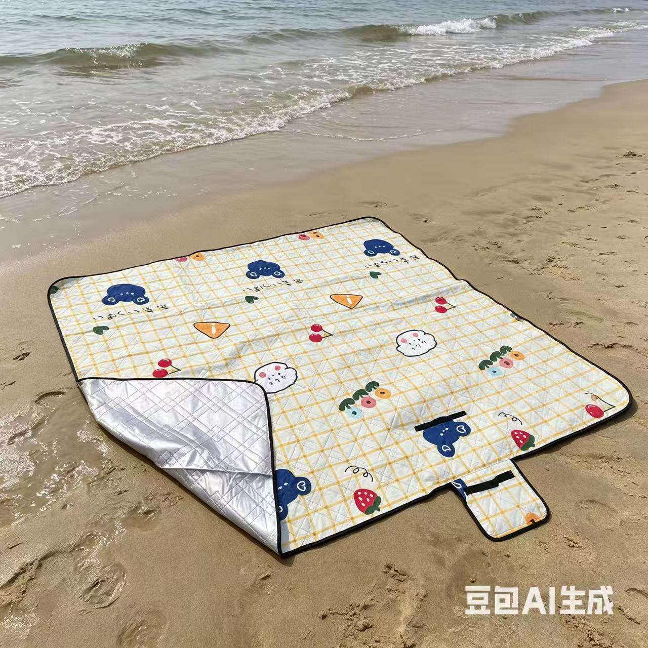 格子卡通野餐垫儿童户外超声波防水垫牛津布