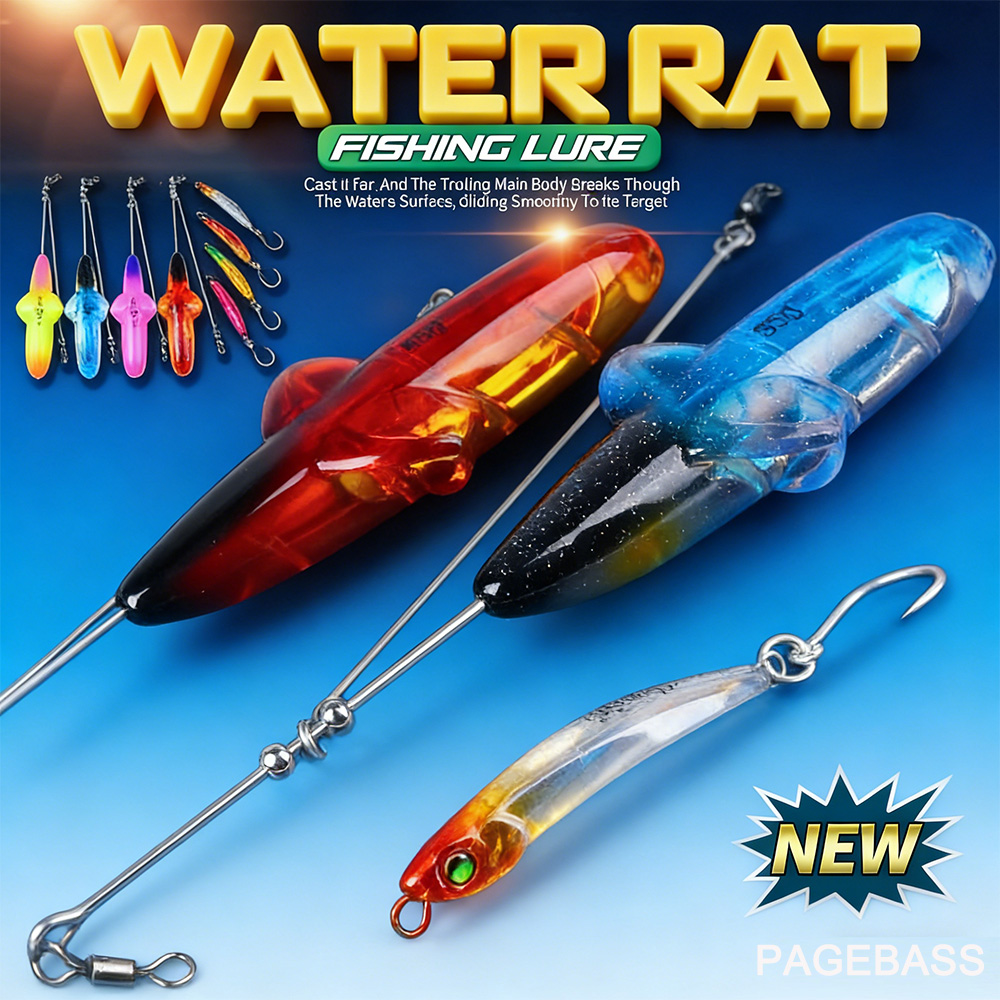 New Sea Fishing Water Rat Trawl Bait 35G/45G Bionic Artificial Bait, Deep-Sea Boat Fishing Bow Horn, Horsefish, Tuna, Lure Bait, Artificial Bait, Fish Bait