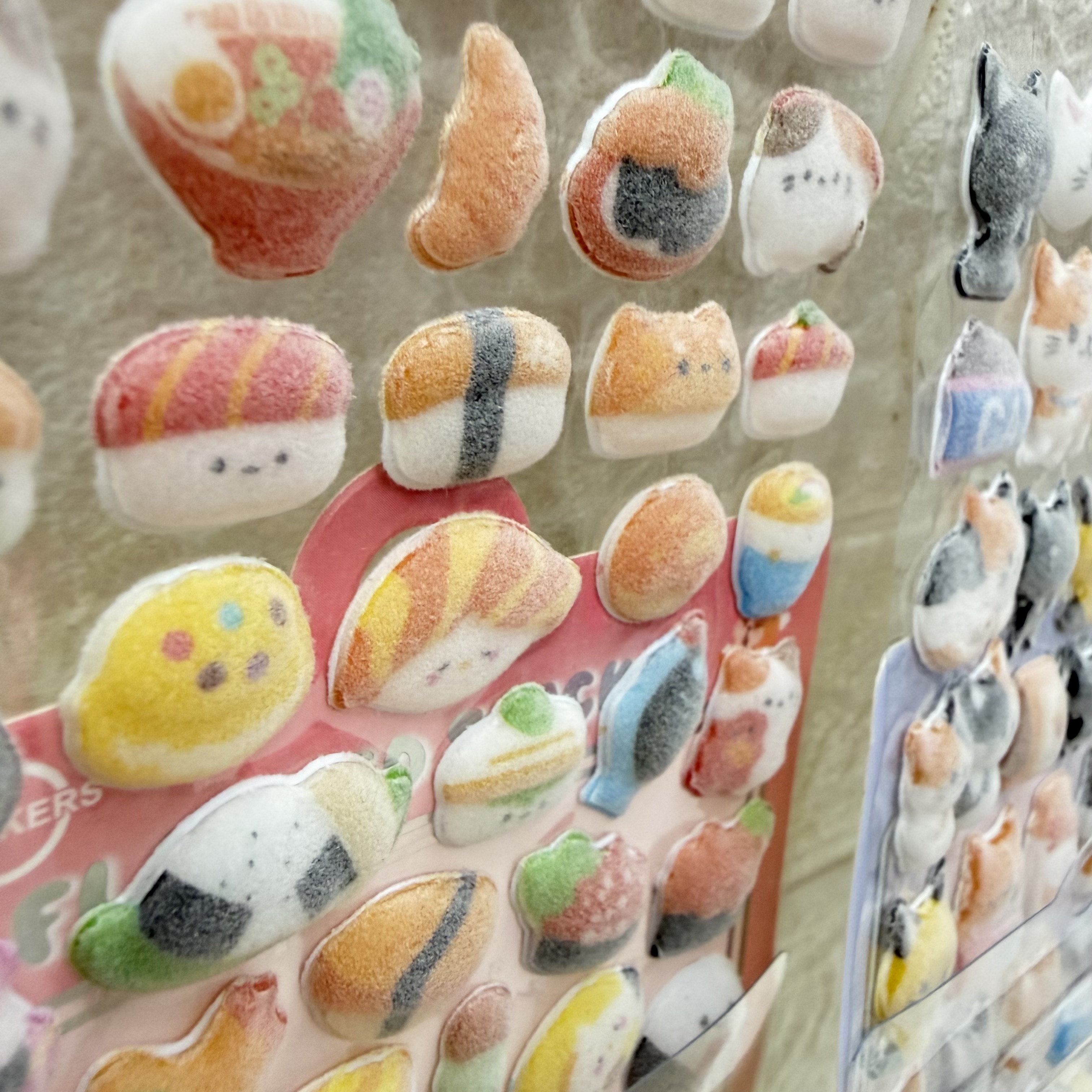 Cartoon flocked 3D embossed stickers, cute diy mobile phone decorative stickers, soft and adorable three-dimensional decorative stickers Item Picture