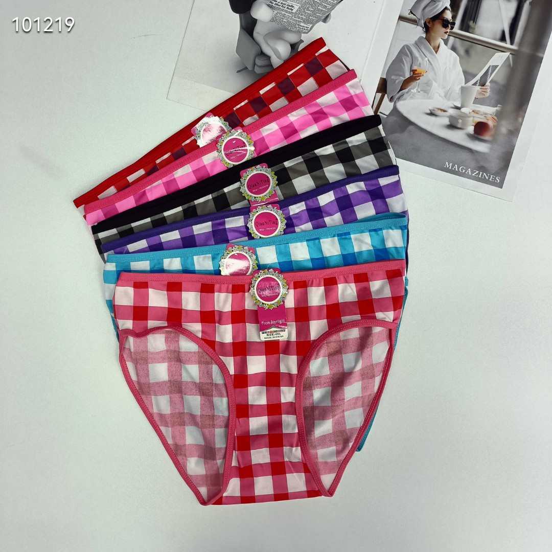 DD-317#4XL underwear, women's underwear, milk silk women's underwear, large-sized underwear, checkered printed women's briefs, underwear, underwear are selling well in Africa, South America, QNI Item Picture