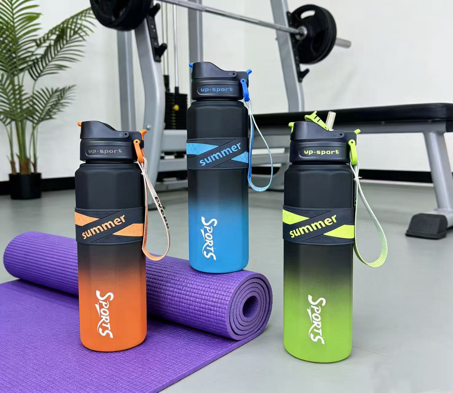 H164-HY-053B verano fitness deportes taza de agua spray bebida doble taza gradiente fitness al aire libre estudiante portátil y resistente detail image 2