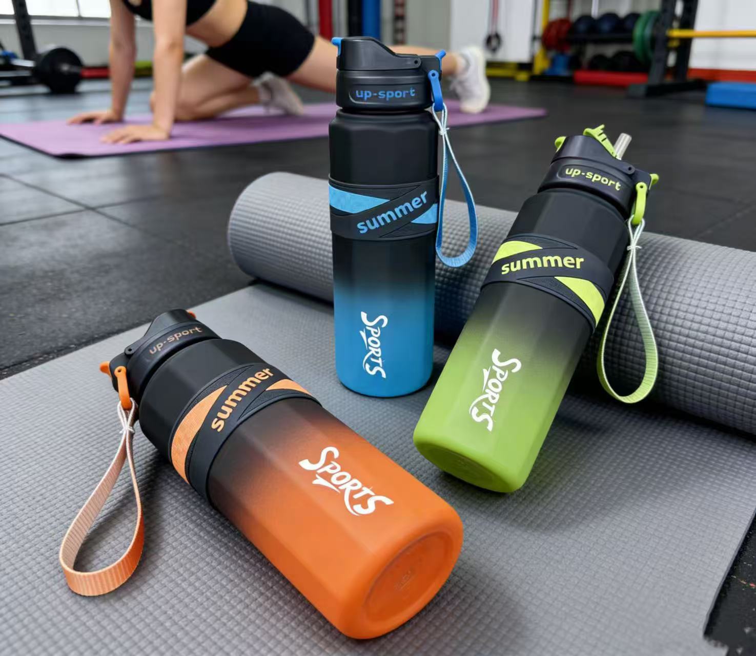 H164-HY-053B verano fitness deportes taza de agua spray bebida doble taza gradiente fitness al aire libre estudiante portátil y resistente detail image 5