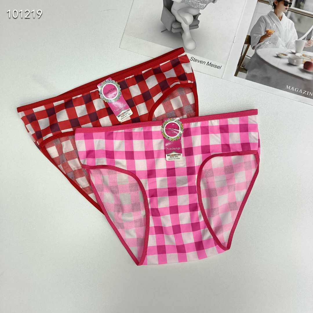 DD-317#4XL underwear, women's underwear, milk silk women's underwear, large-sized underwear, checkered printed women's briefs, underwear, underwear are selling well in Africa, South America, QNI details Picture