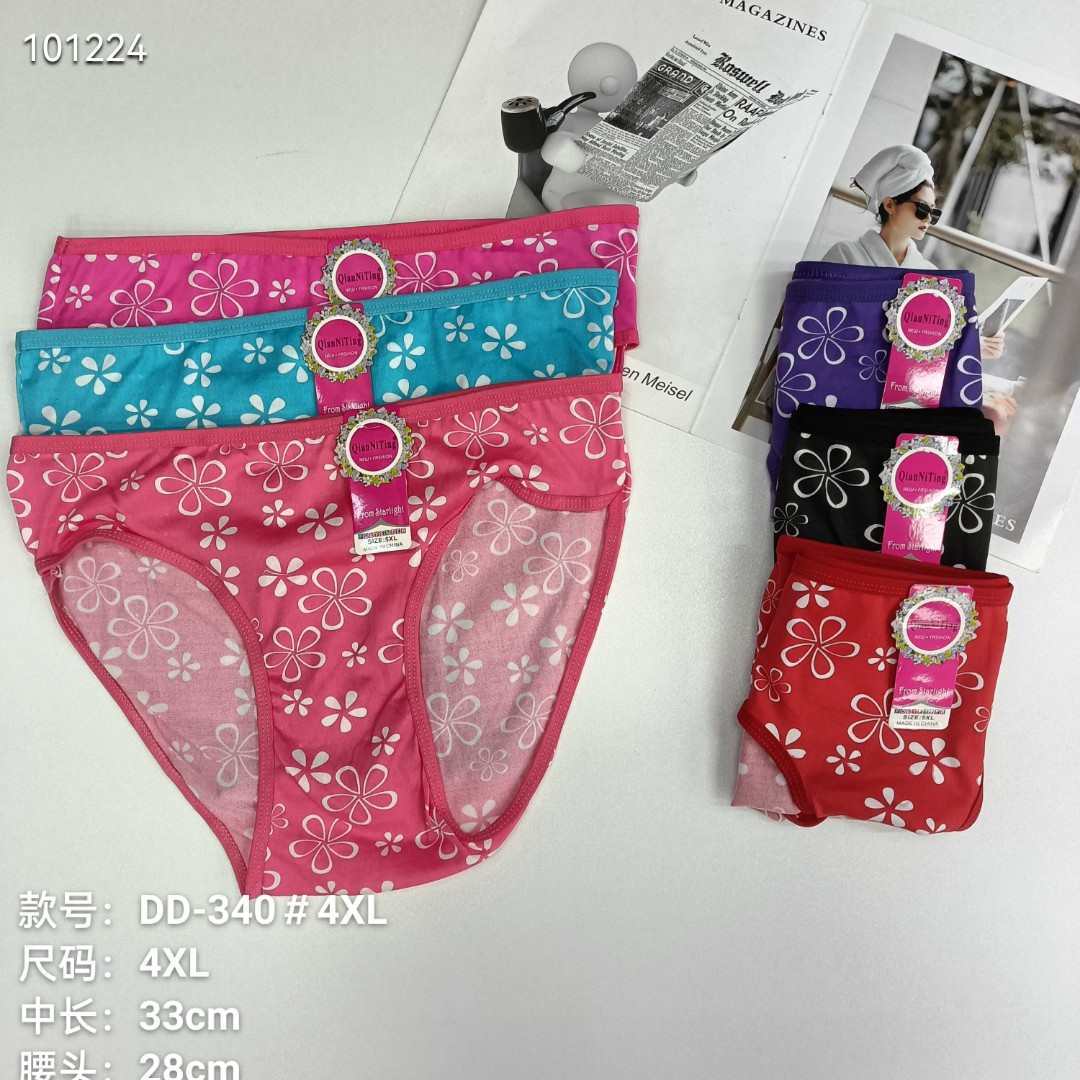 DD-340#4XL内裤女士内裤牛奶丝女内裤大码内舒适印花女士三角裤内衣内裤热销非洲南美洲QNI