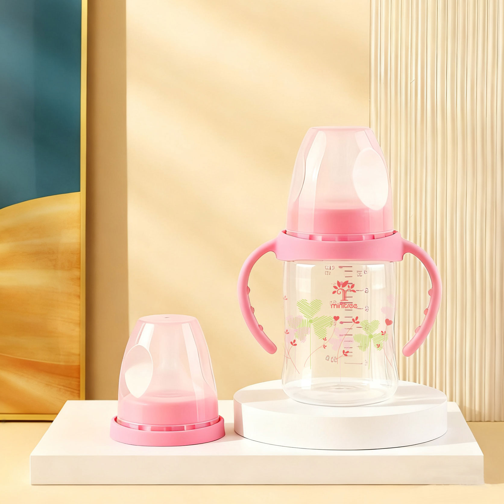 A 180m PP wide-mouthed frosted cap handle transparent ordinary bottle Item Picture