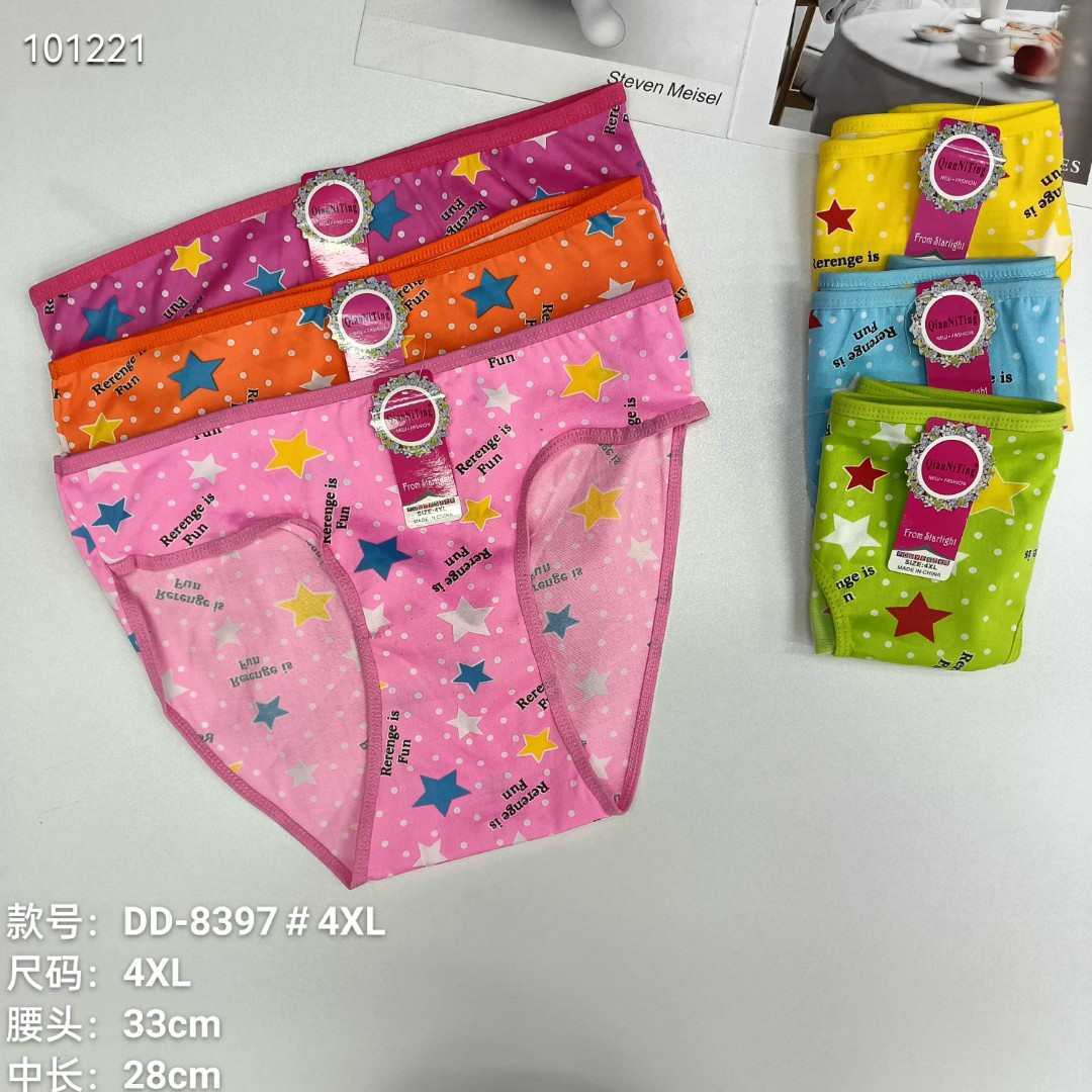 DD-8397#4XL内裤女士内裤牛奶丝女内裤大码内裤星星印花女士三角裤内衣内裤热销非洲南美洲QNI