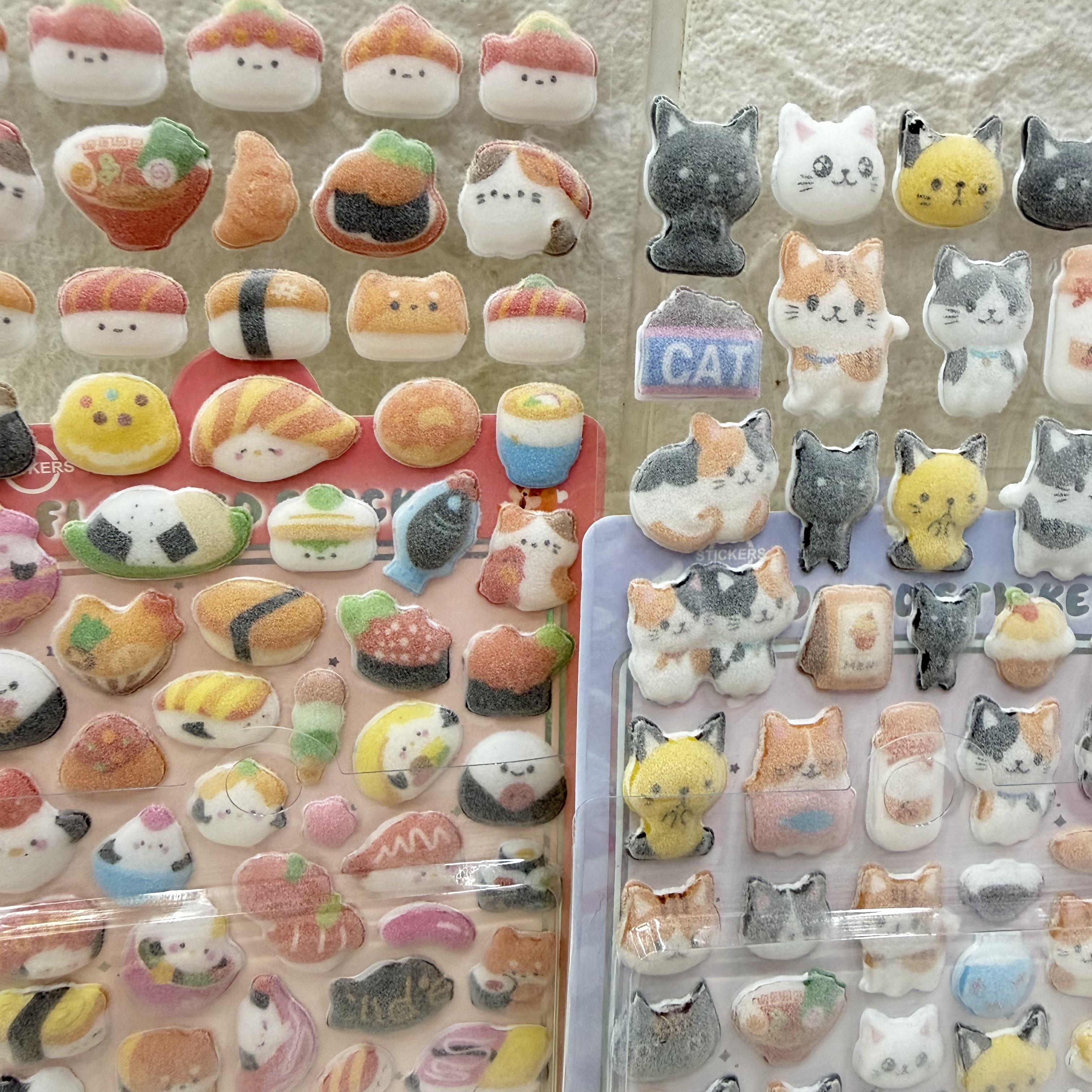 Cartoon flocked 3D embossed stickers, cute diy mobile phone decorative stickers, soft and adorable three-dimensional decorative stickers Application Scenario
