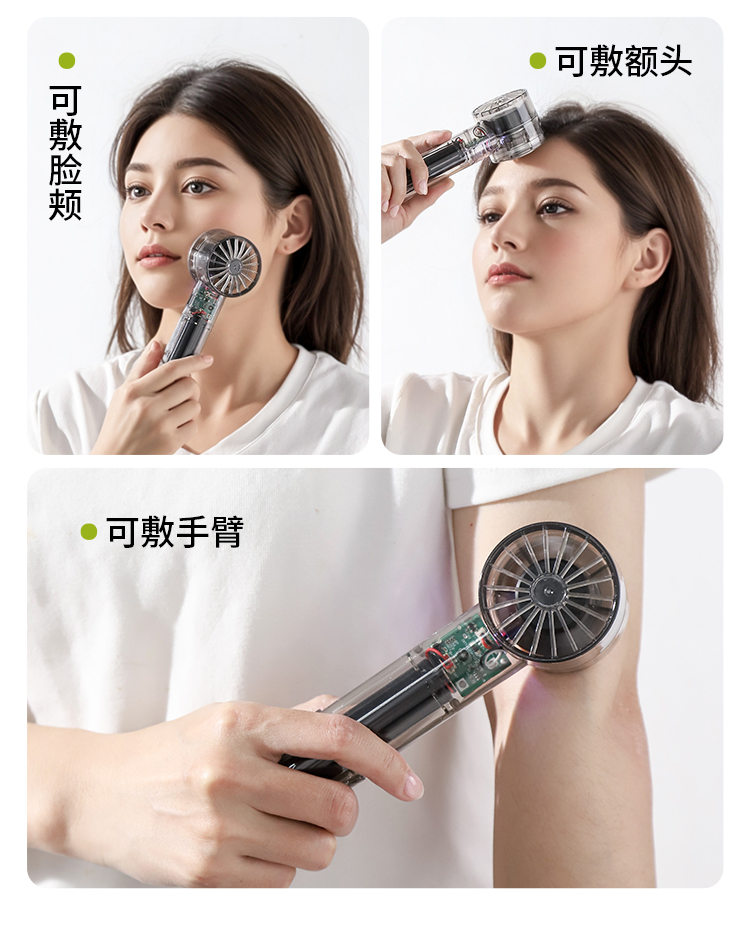 Ice pack transparent fan with hook, mini small fan, superconducting ice aluminum cooling, USB charging fan, soft sound pic 6