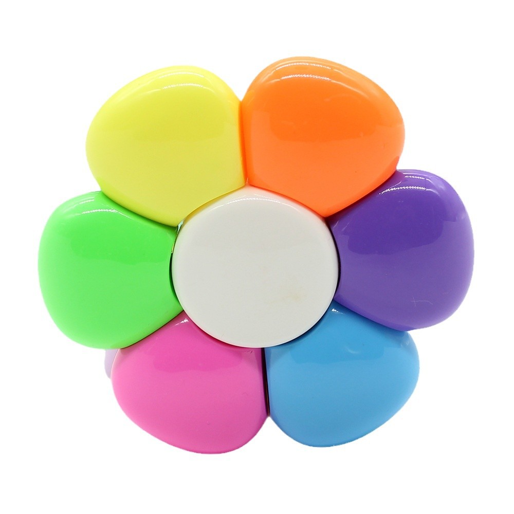 Colored plastic petal-shaped 6-color highlighters, shaped highlighters that can be used as marking highlighters Item Picture