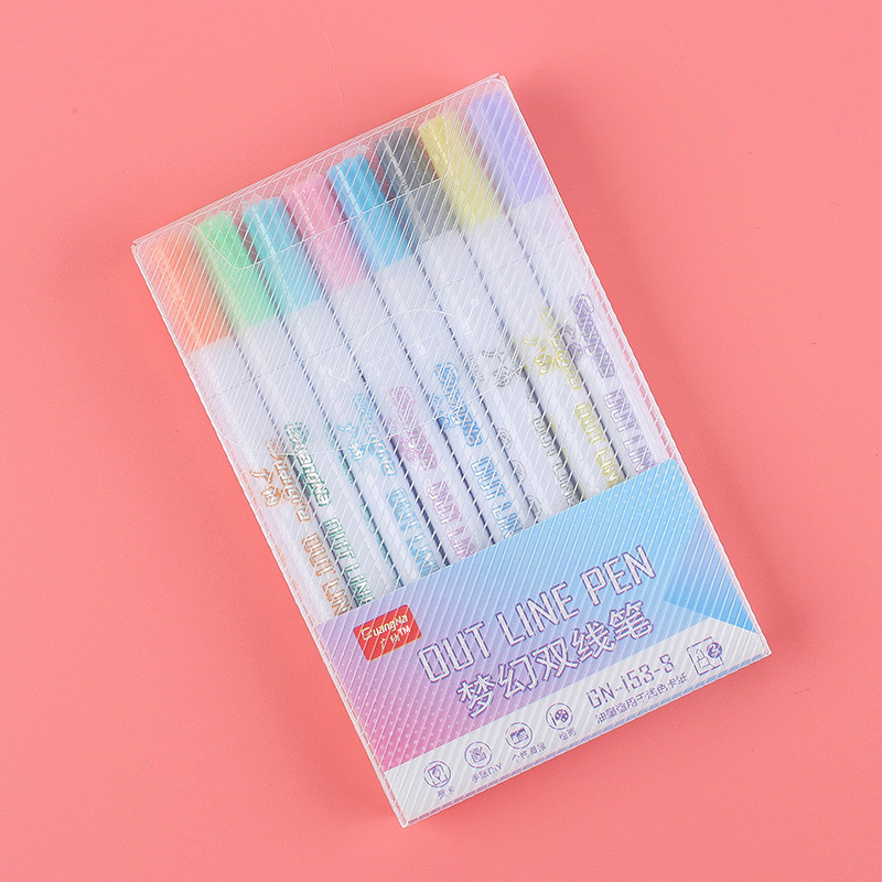 GN153-12 color metallic marker pens, DIY drawing pens, water-based dreamy double-line pens, and colored highlighters are all available Specification image