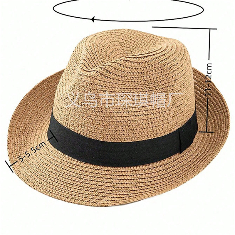Cross-border exclusive summer sun protection hats, top hats for men and women, outdoor sun protection straw hats, straw woven jazz hats, rolled-up British hats, beach hats, outdoor leisure and vacation Application Scenario