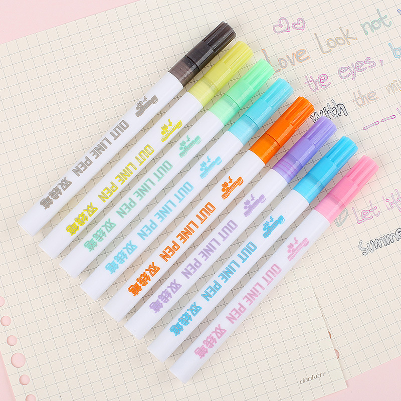 GN153-12 color metallic marker pens, DIY drawing pens, water-based dreamy double-line pens, and colored highlighters are all available