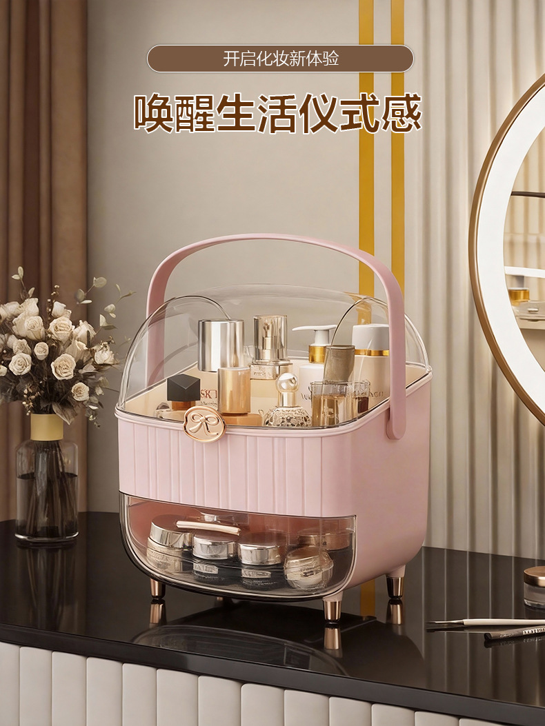 K49-3232 Cosmetics Storage Box, large-capacity cosmetics storage rack, dressing table, dust-proof storage box for skin care products detail image 13
