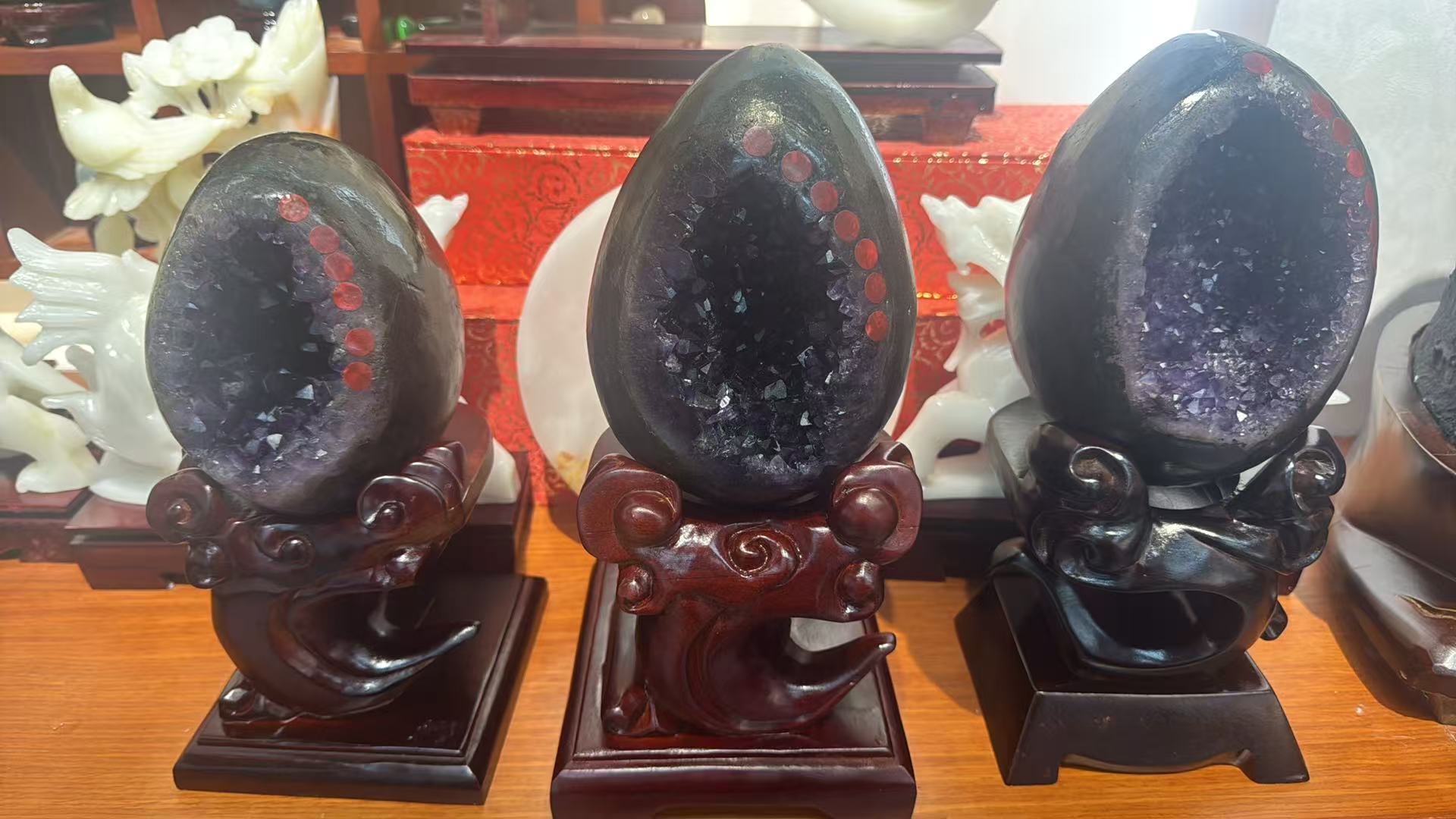恐龙蛋紫水晶洞摆件天然 水晶原石 配件天然水晶工艺品