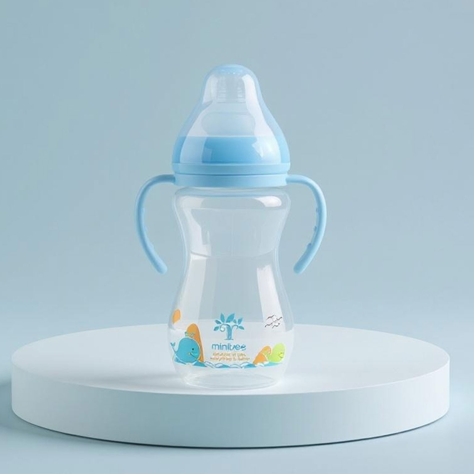 A 330ml PP wide-mouthed baby bottle with a transparent gourd handle details Picture