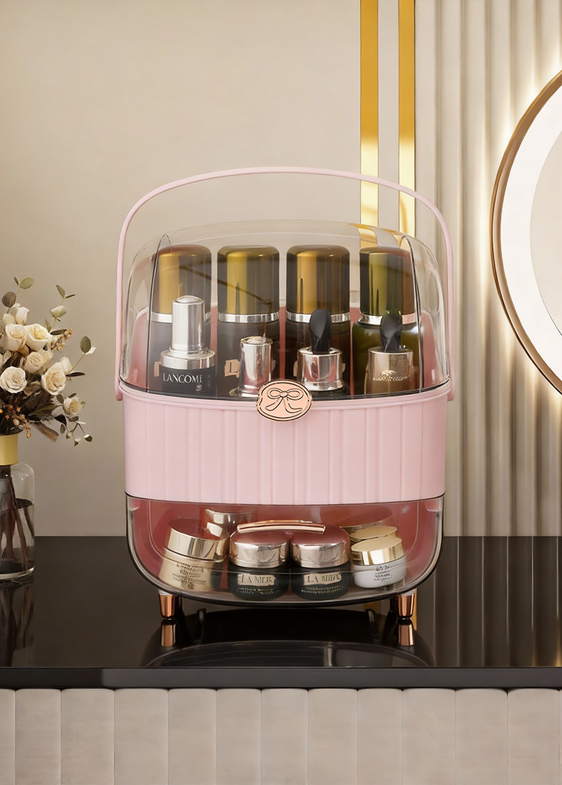 K49-3232 Cosmetics Storage Box, large-capacity cosmetics storage rack, dressing table, dust-proof storage box for skin care products detail image 7