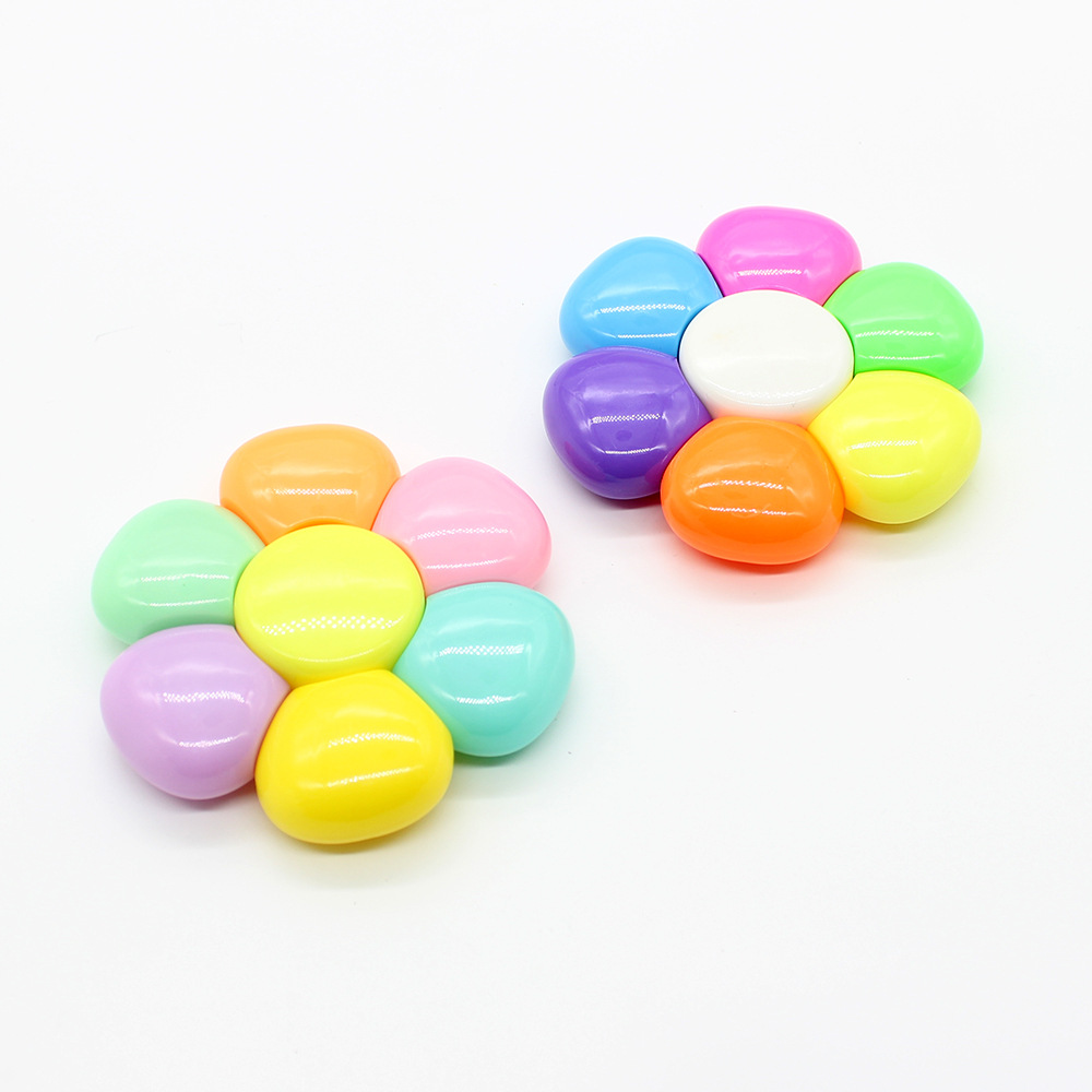 Colored plastic petal-shaped 6-color highlighters, shaped highlighters that can be used as marking highlighters full figure